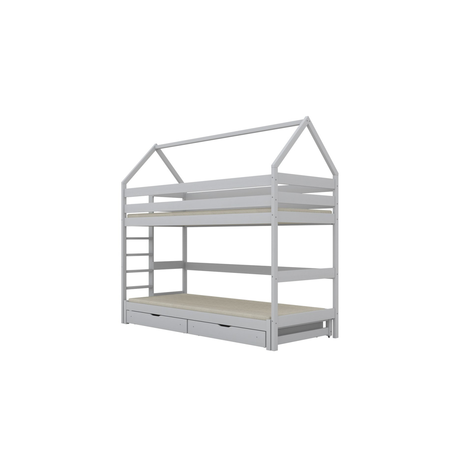 Łóżko Eryk 1 - 180x80, kolor biały, z wysuwanym spaniem, materac piankowo-lateksowy