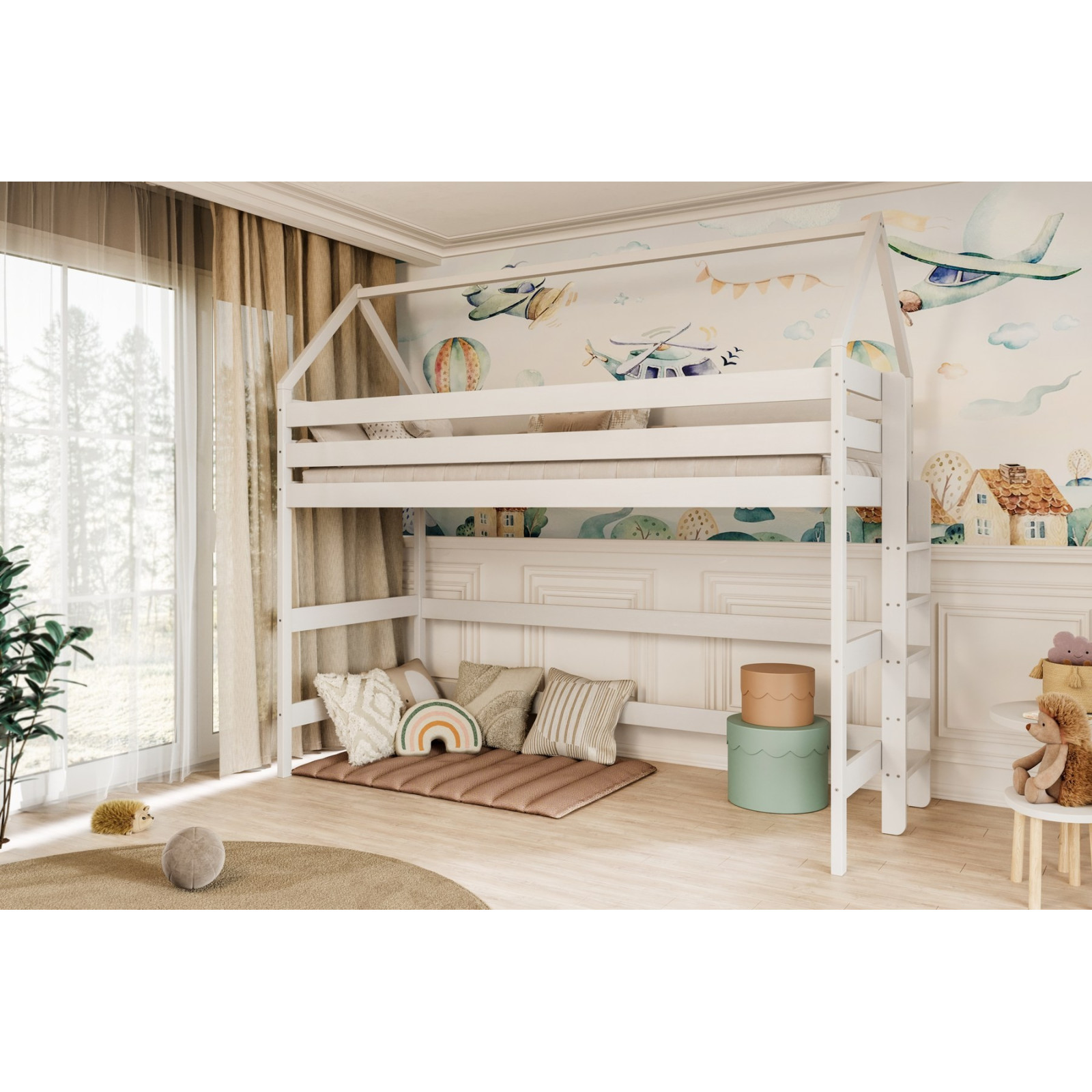 Łóżko Eryk 1 - 200x80, kolor biały, materac piankowo-kokosowy