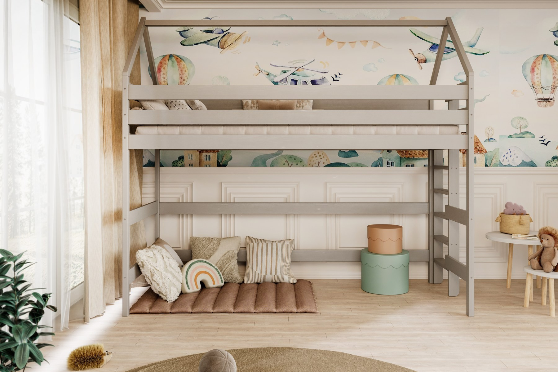 Łóżko Eryk 1 - 160x80, kolor szary, z wysuwanym spaniem i szufladami