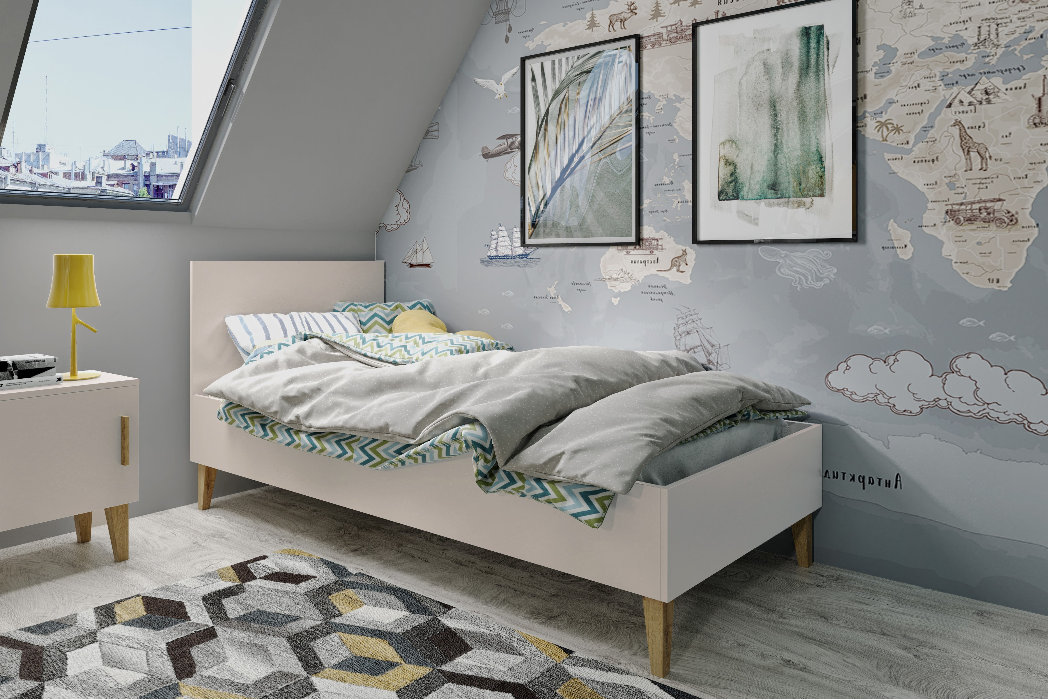 Łóżko dziecięce Kubi kaszmir - materac piankowo-lateksowo-kokosowy