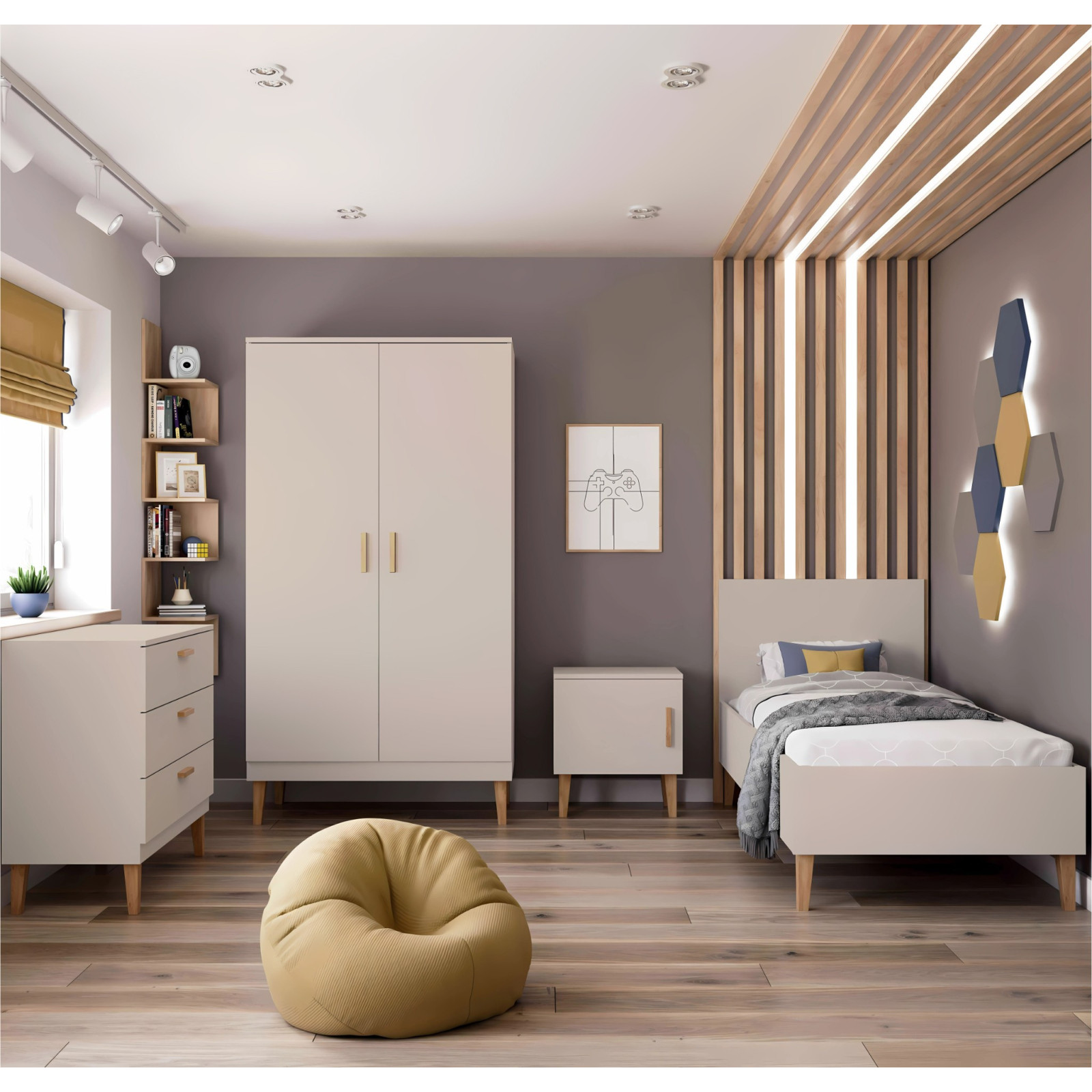 Łóżko dziecięce Kubi kaszmir - materac piankowo-lateksowy