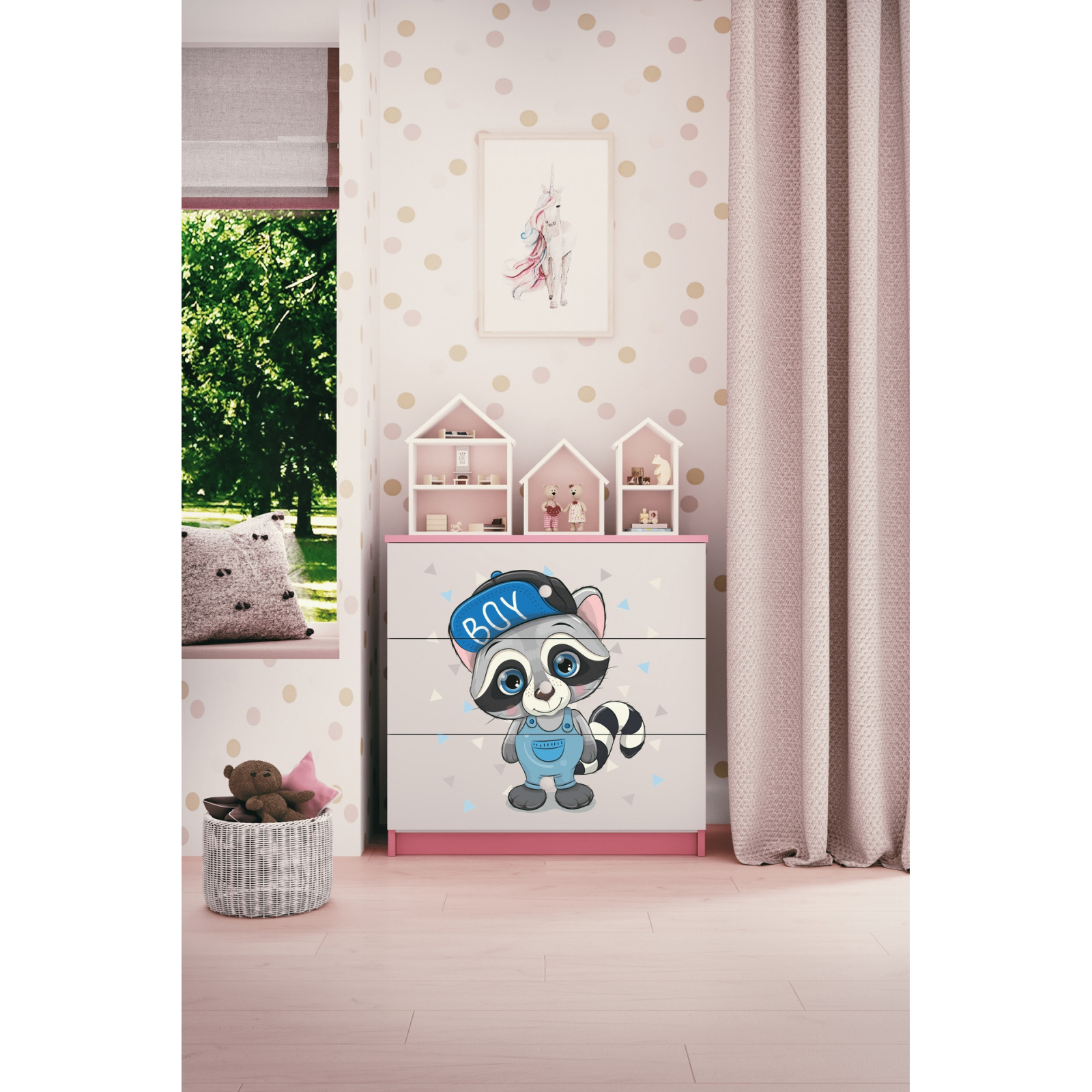 Komoda Babydreams Szop - kolor różowy