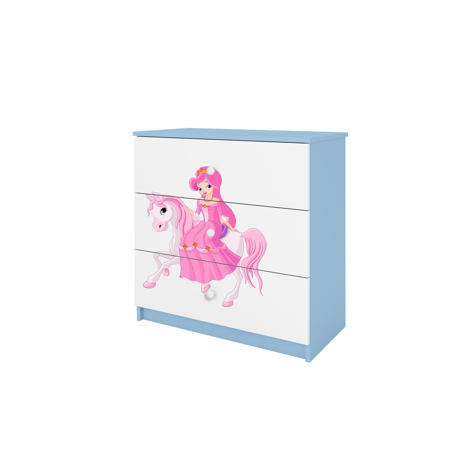 Komoda Babydreams Księżniczka na koniku - kolor niebieski