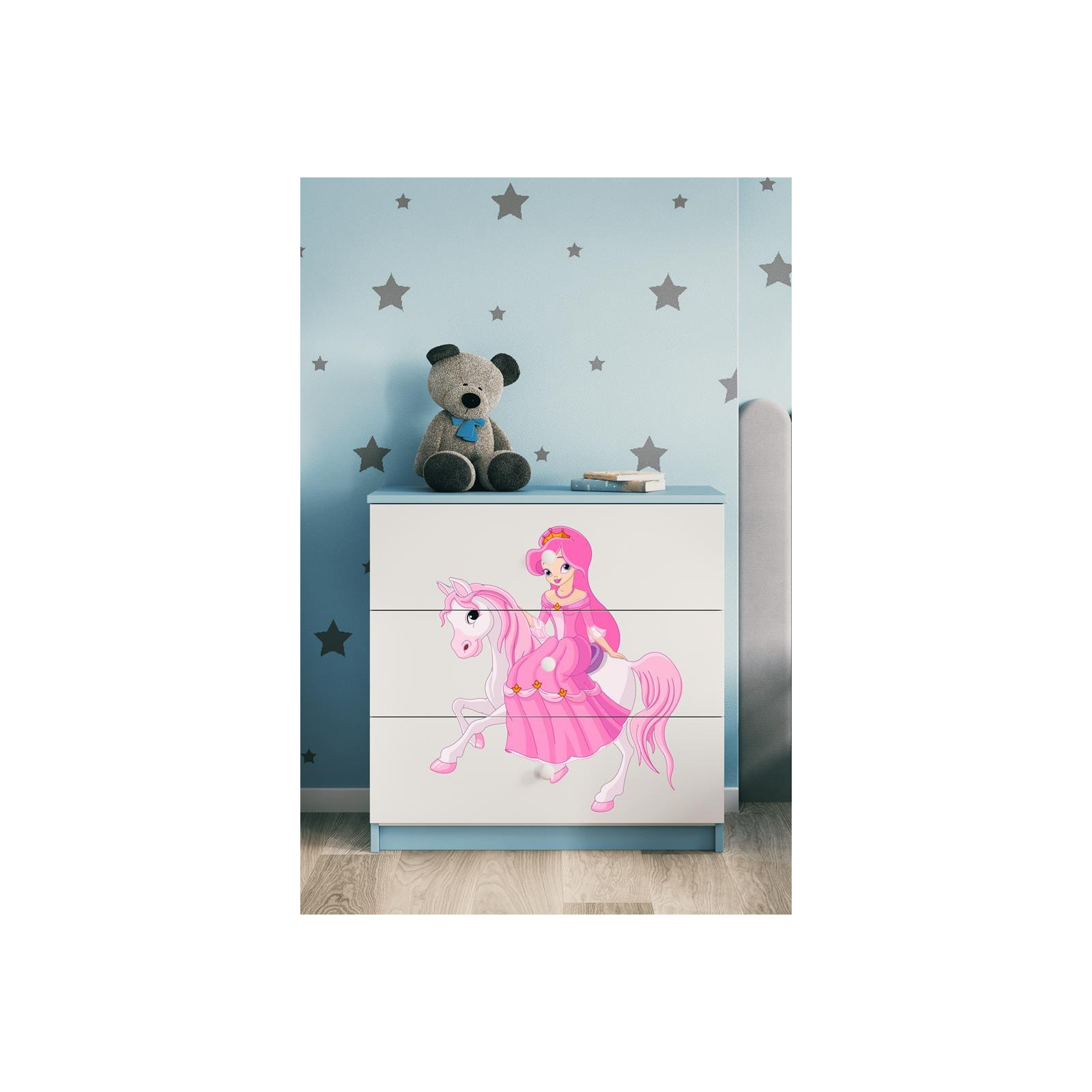Komoda Babydreams Księżniczka na koniku - kolor niebieski