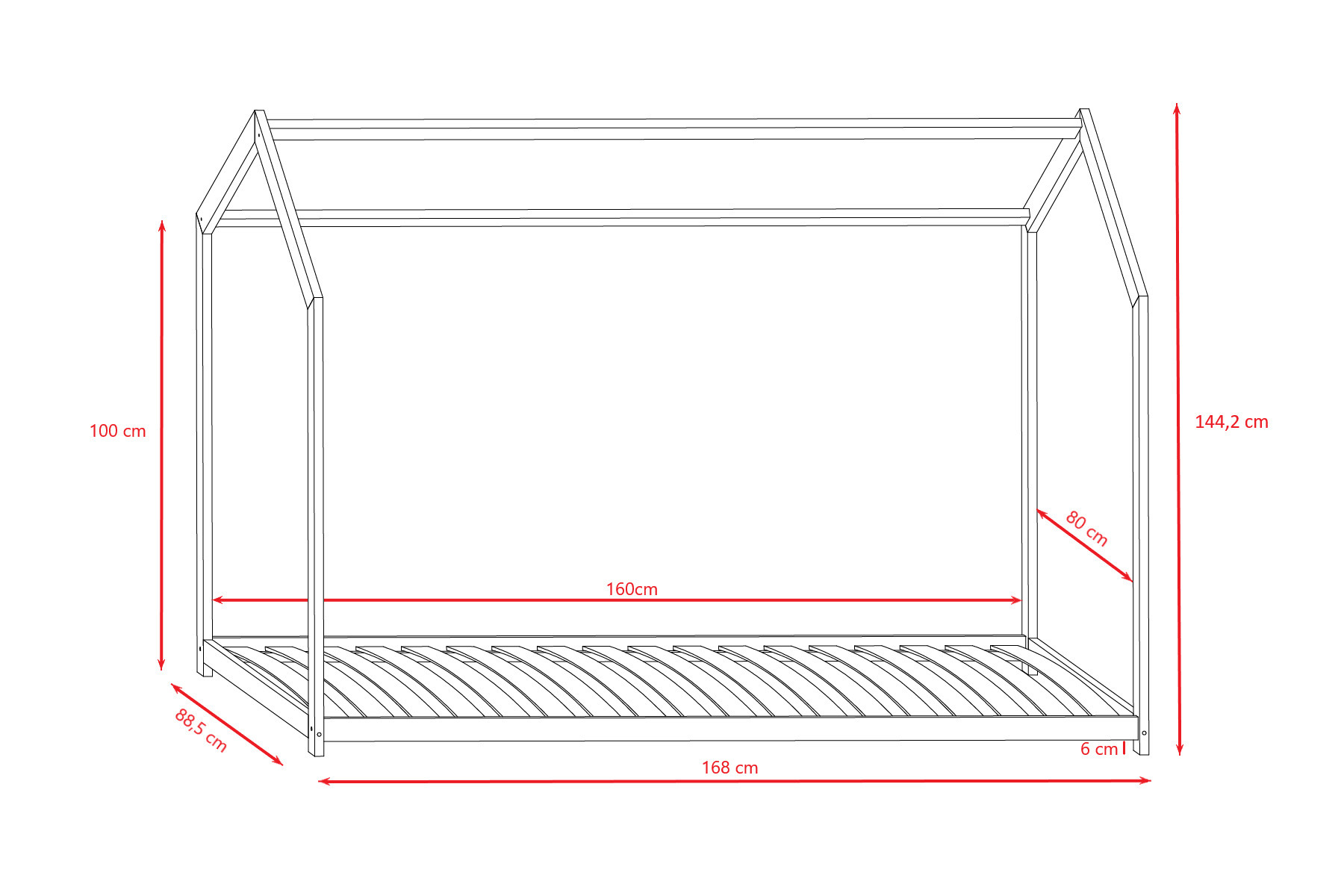 Łóżko domek dla dziecka Bella - 160x80 białe