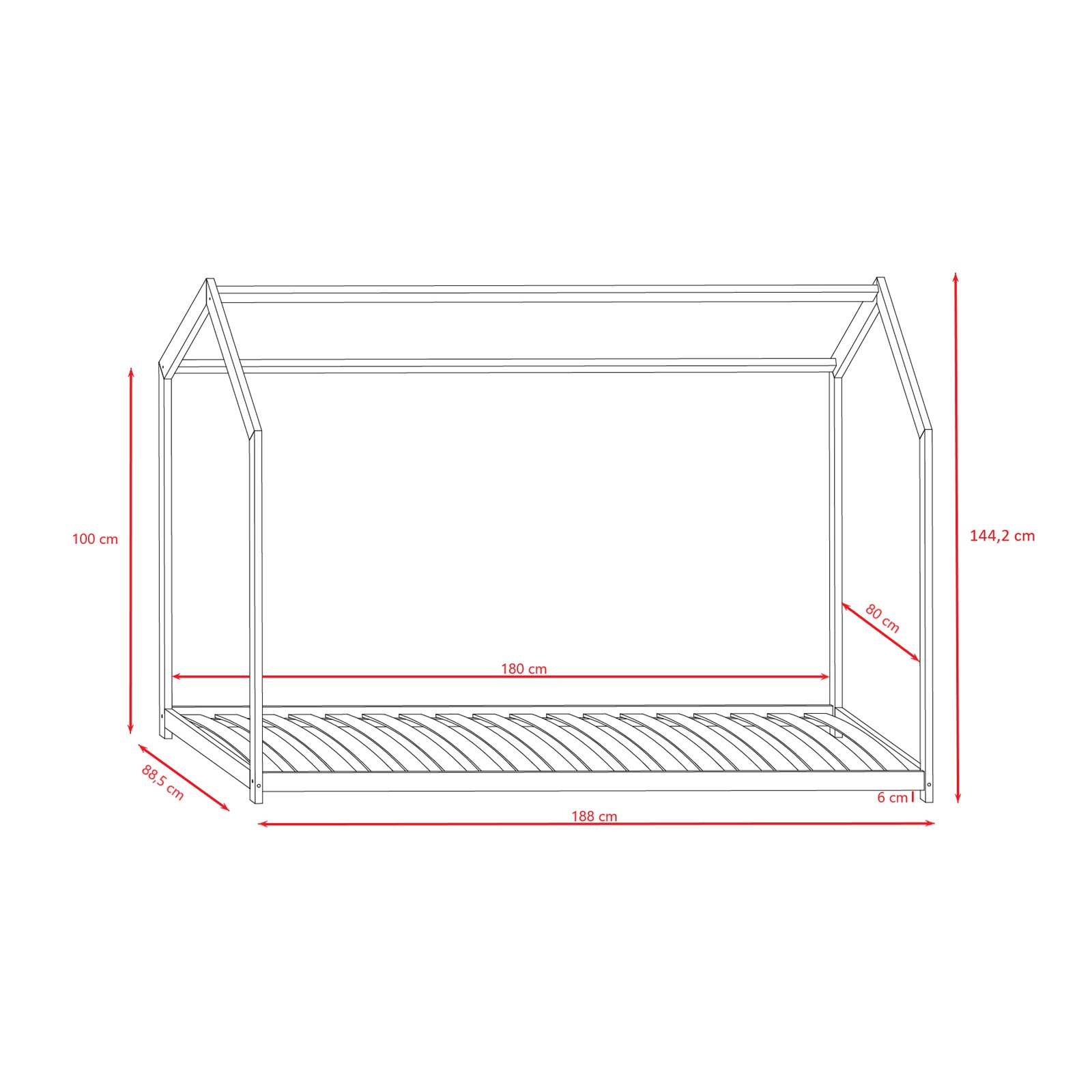 Łóżko domek dla dziecka Bella 180x80