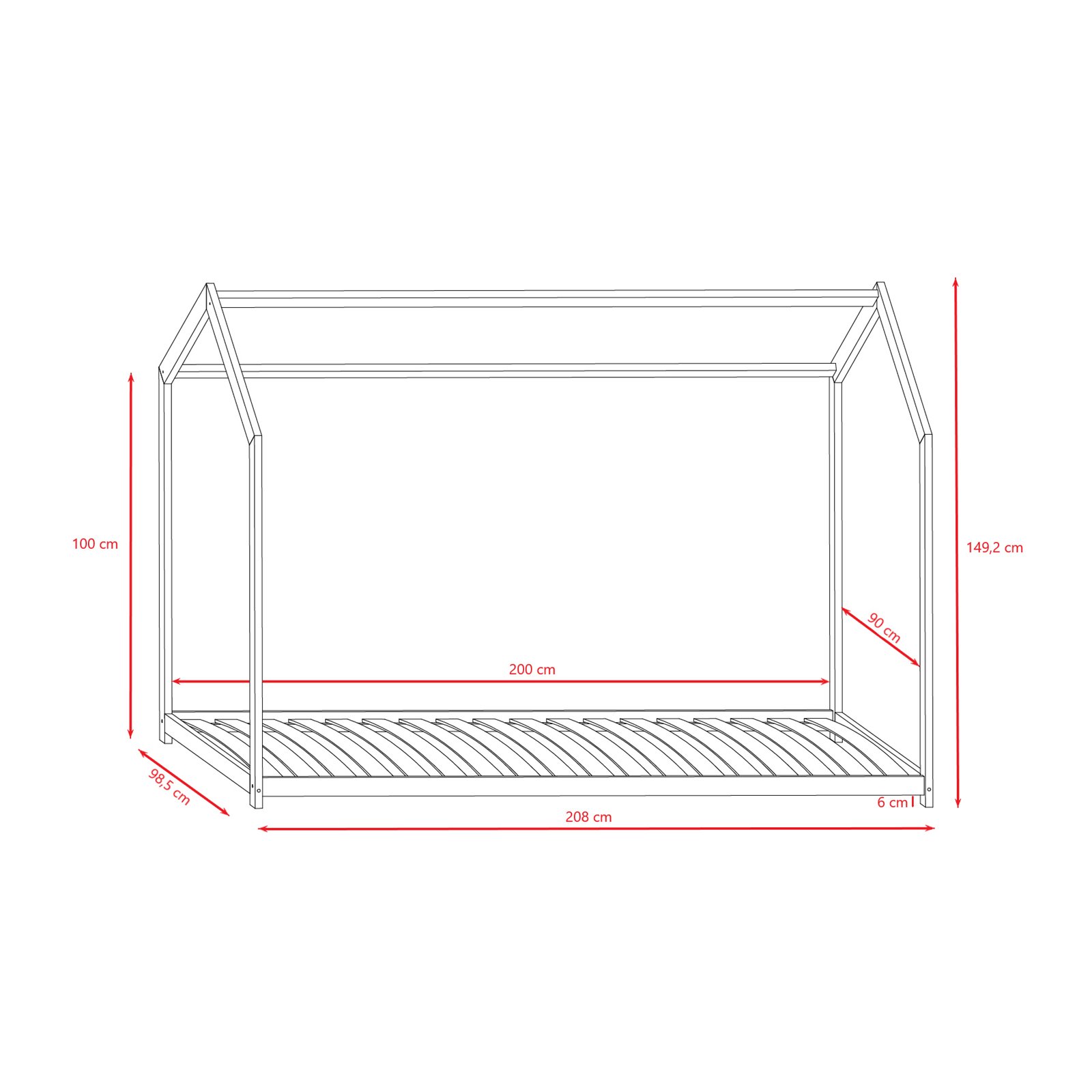 Łóżko domek dla dziecka Bella 200x90