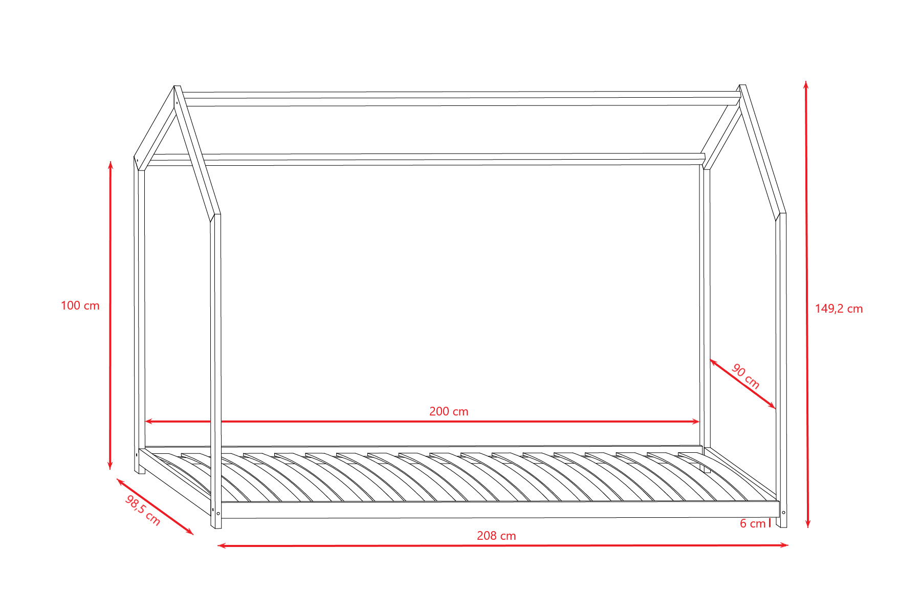 Łóżko domek dla dziecka Bella - 200x90 białe