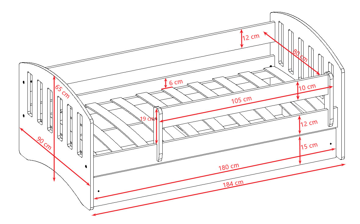Łóżko dziecięce Classic 1 mix Bez szuflady 160/80, Pudrowy róż, materac piankowo-lateksowy