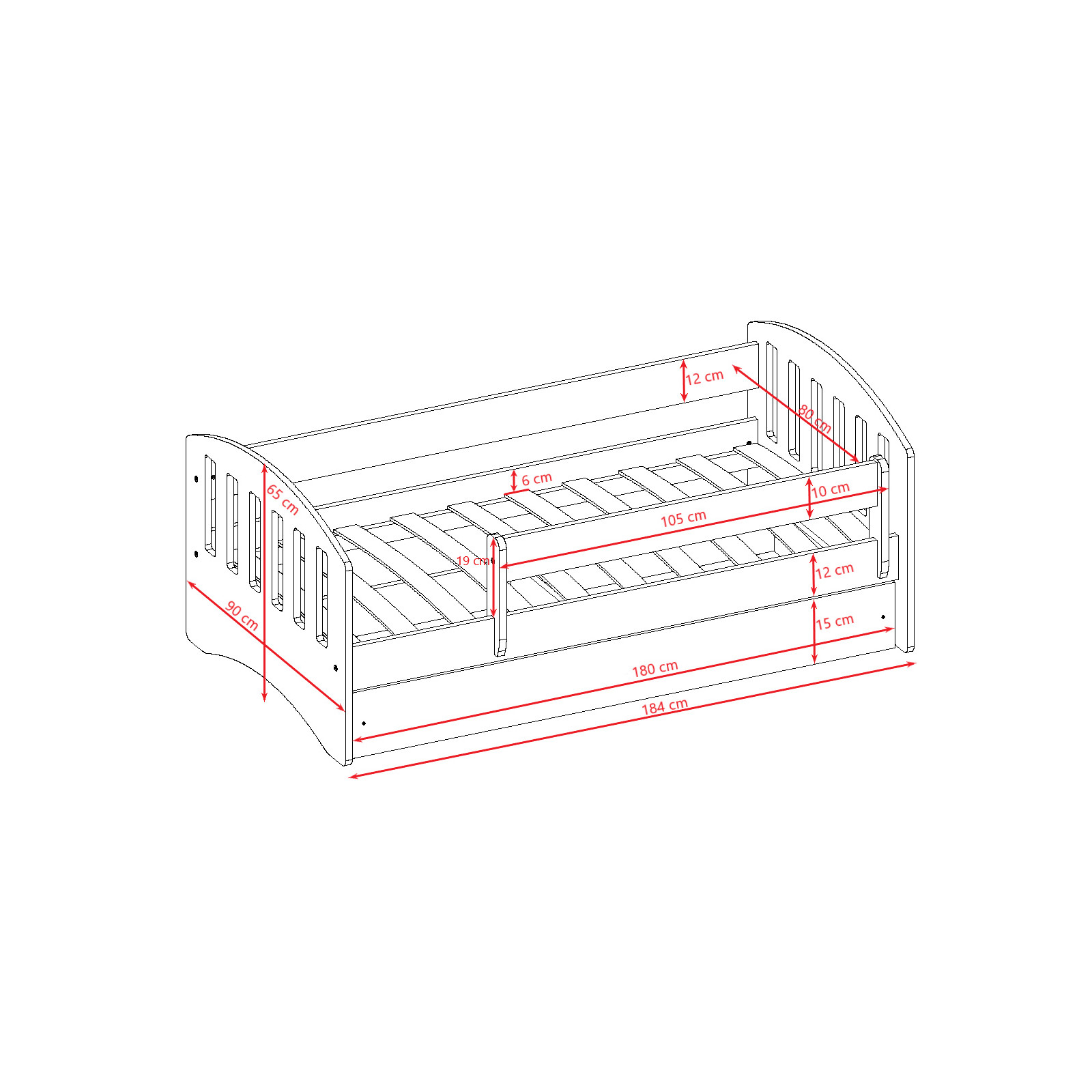 Łóżko dziecięce Classic 1 mix Z szufladą 160/80, Pudrowy róż, bez materaca