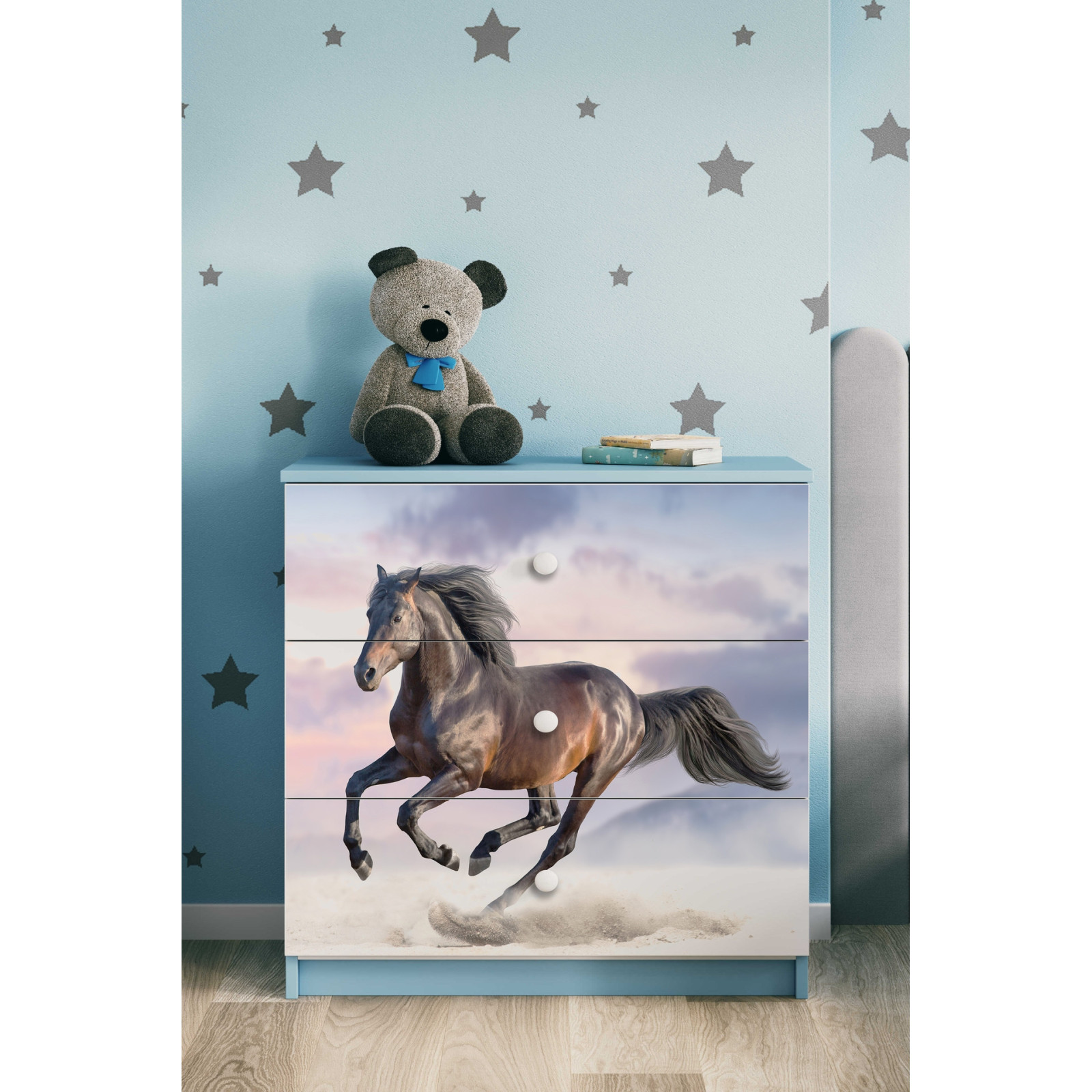 Komoda babydreams niebieska Koń w galopie