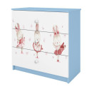 Komoda babydreams niebieska Króliczki z motylkami
