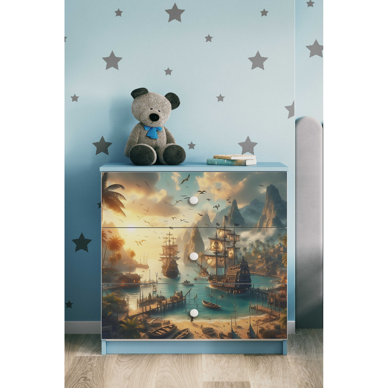 Komoda babydreams niebieska Statek