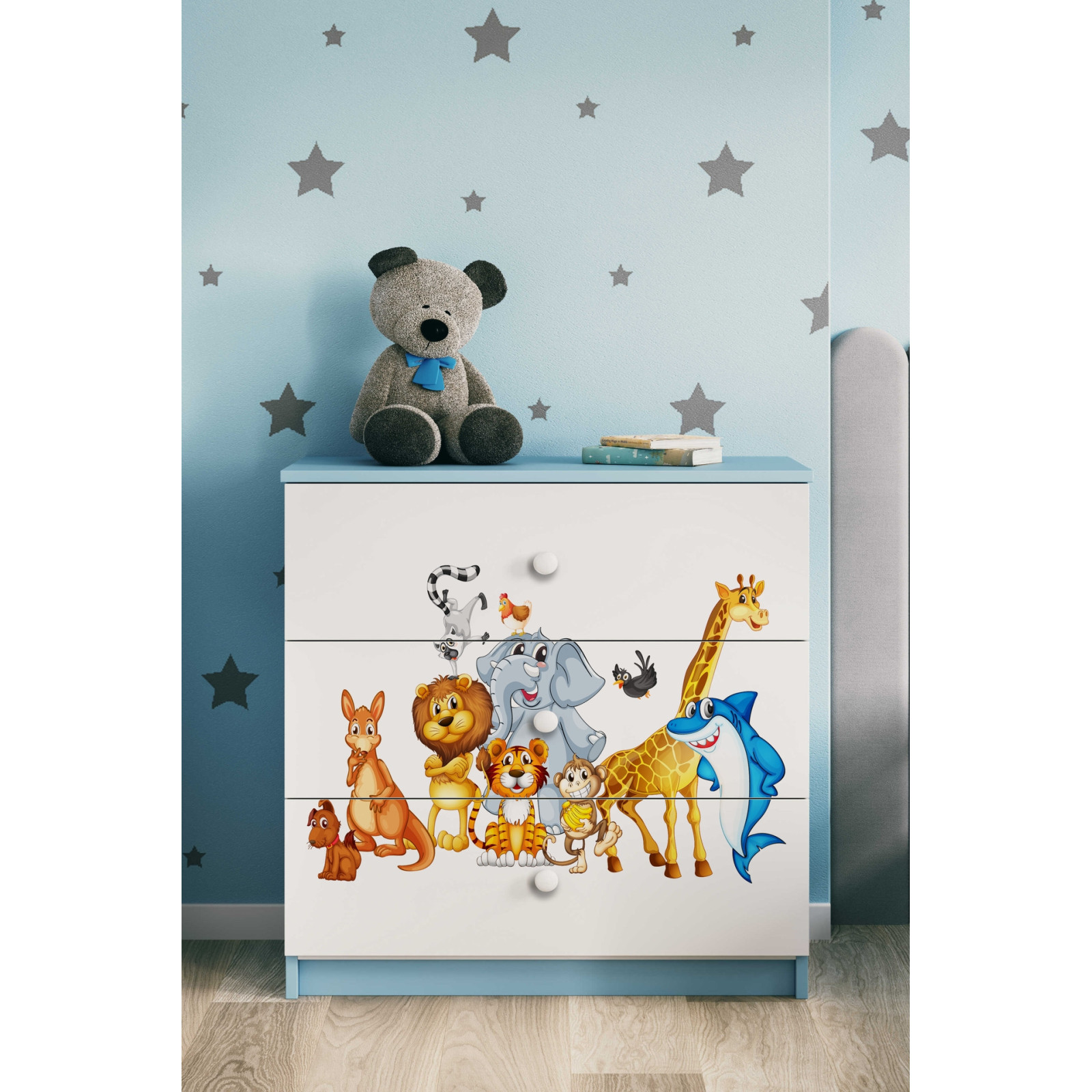 Komoda babydreams niebieska Zwierzęta