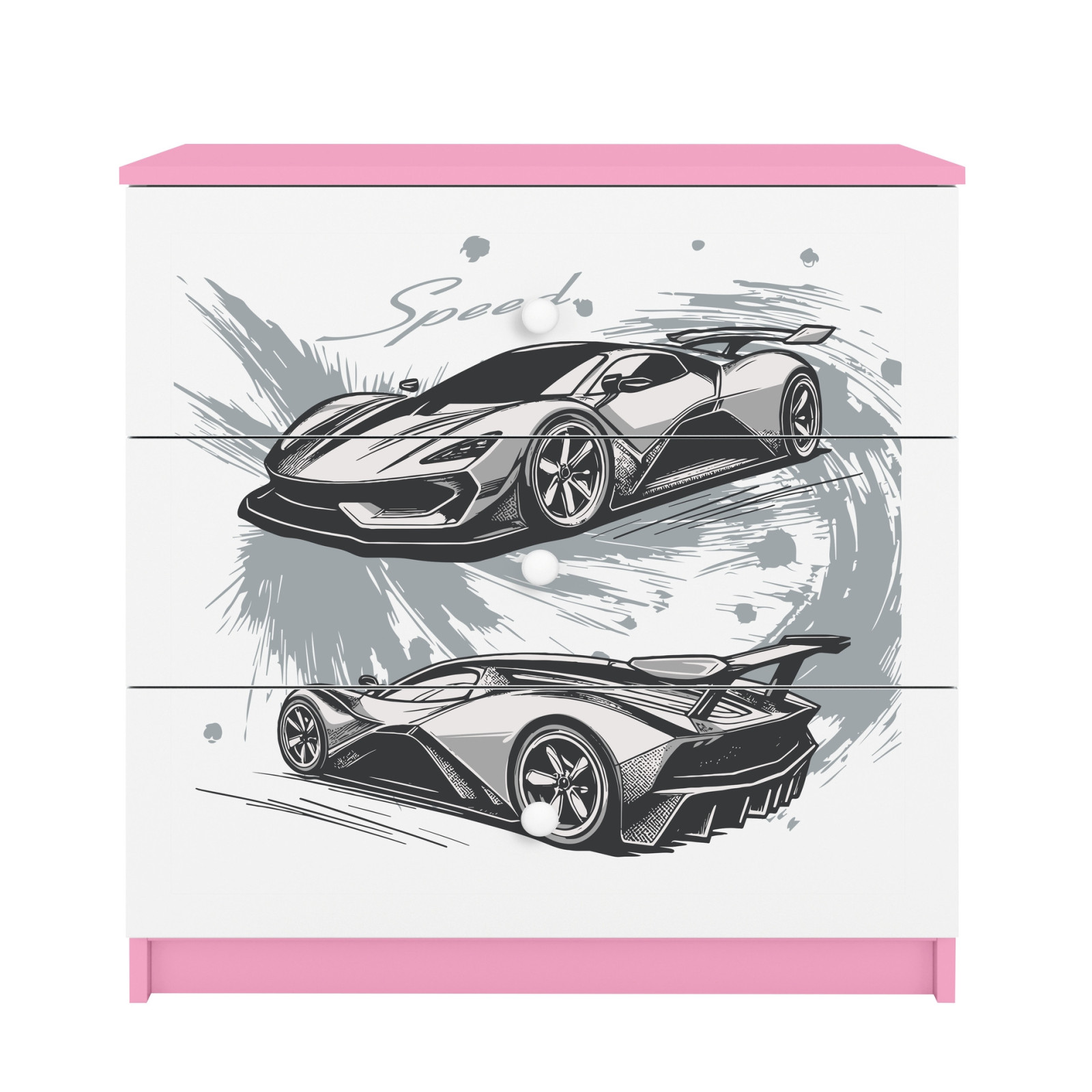 Komoda babydreams różowa Auto sportowe