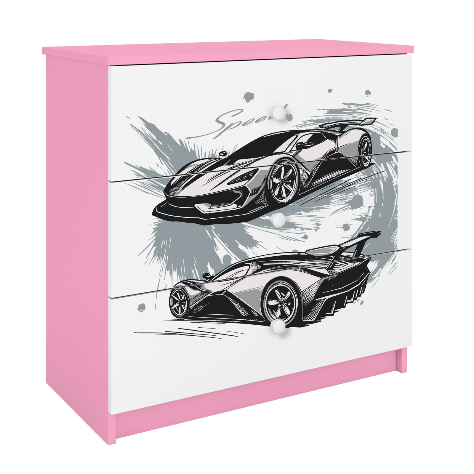 Komoda babydreams różowa Auto sportowe