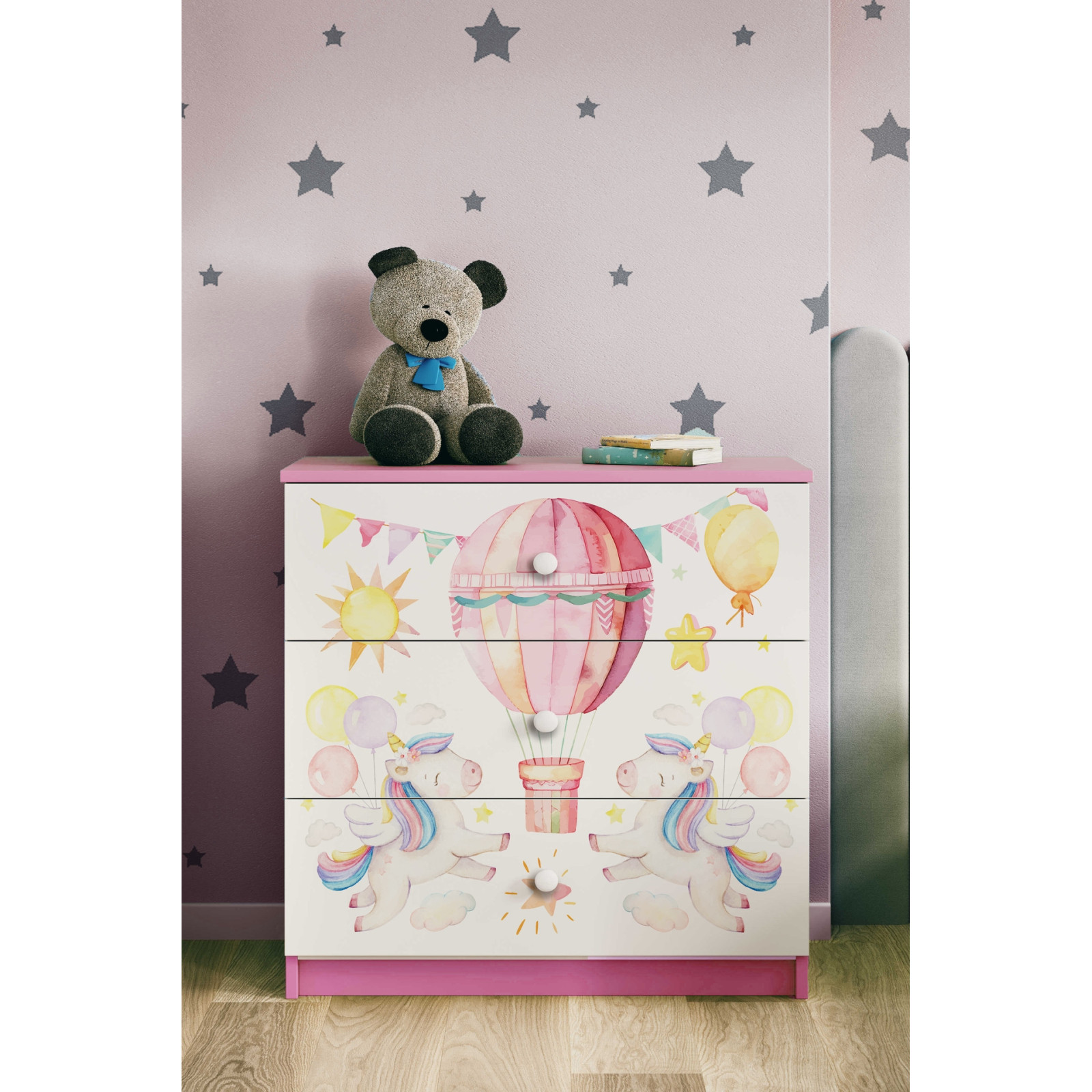 Komoda babydreams różowa Balonik