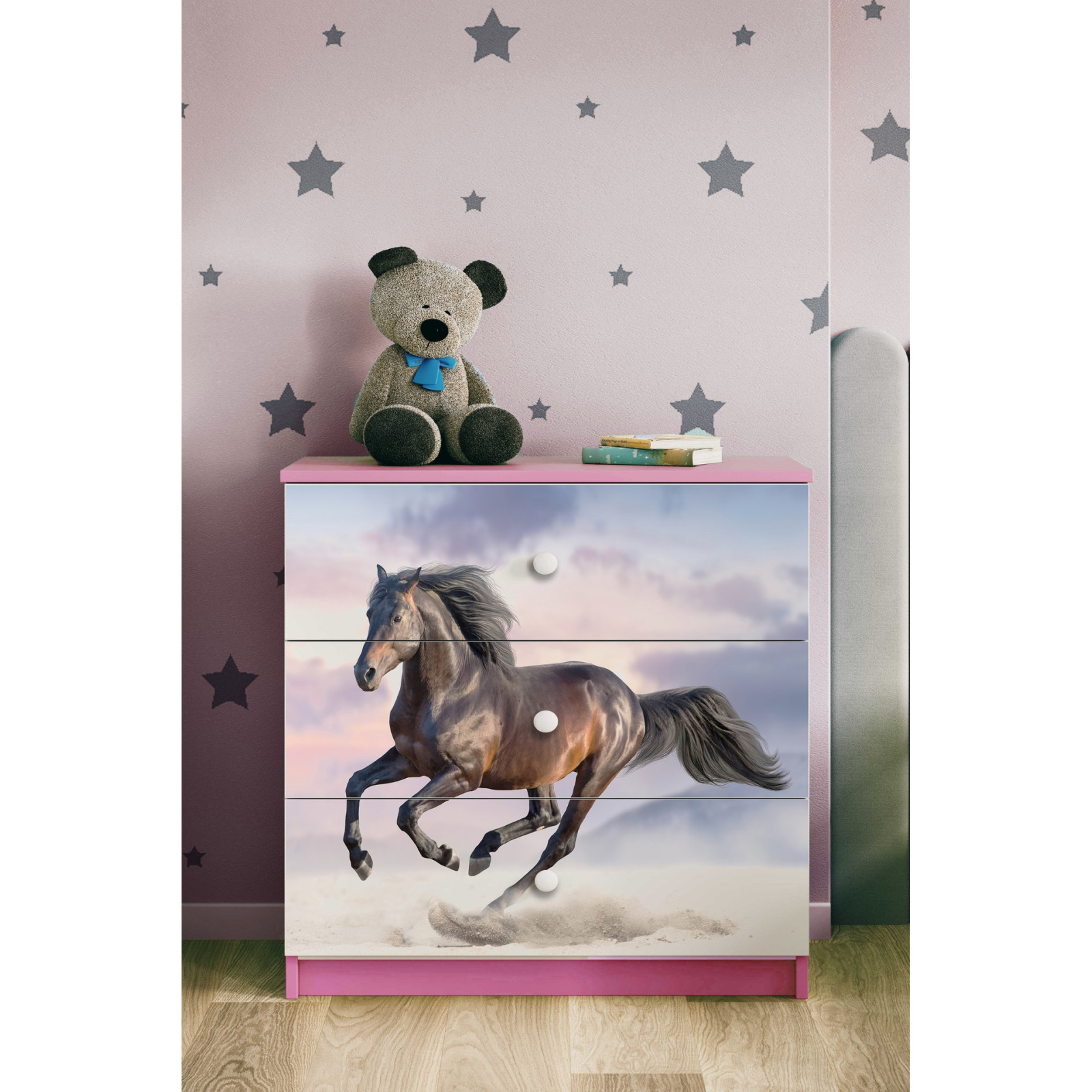 Komoda babydreams różowa Koń w galopie