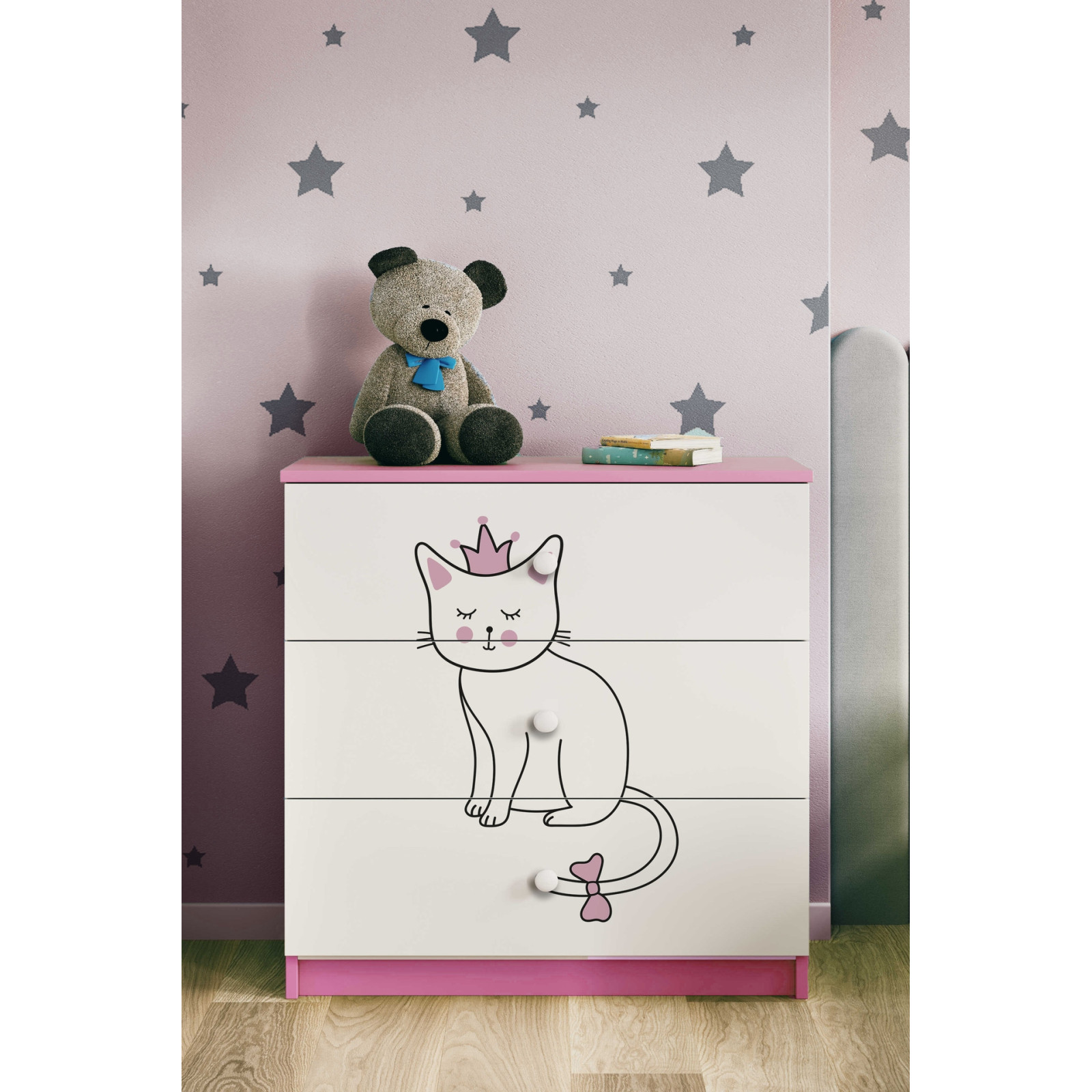 Komoda babydreams różowa Kot