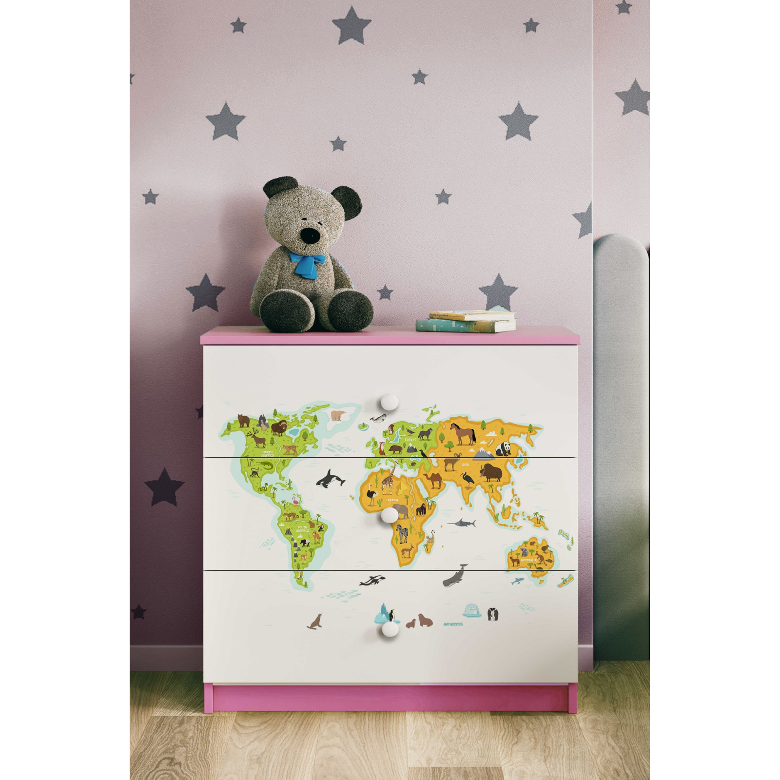 Komoda babydreams różowa Mapa