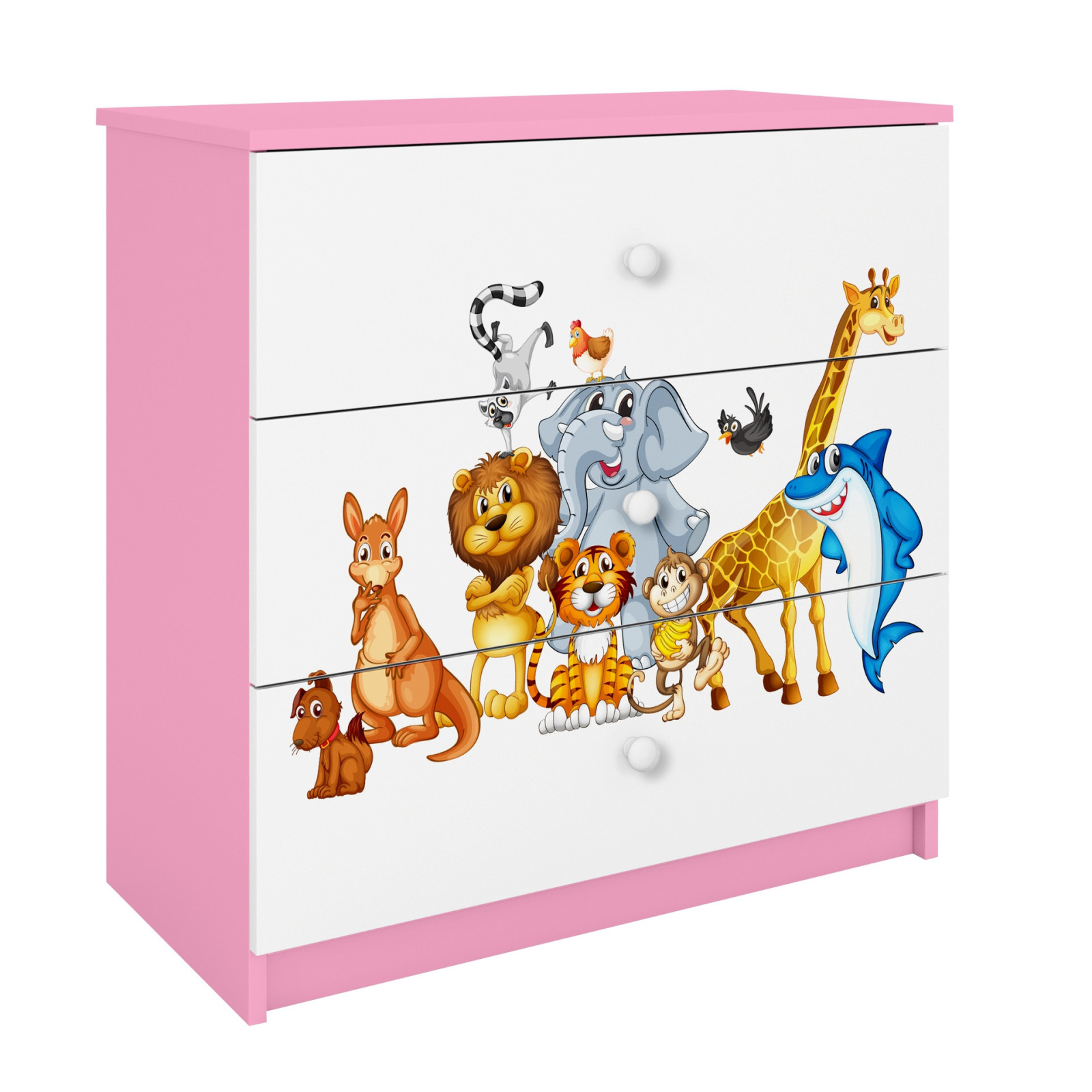 Komoda babydreams różowa Zwierzęta