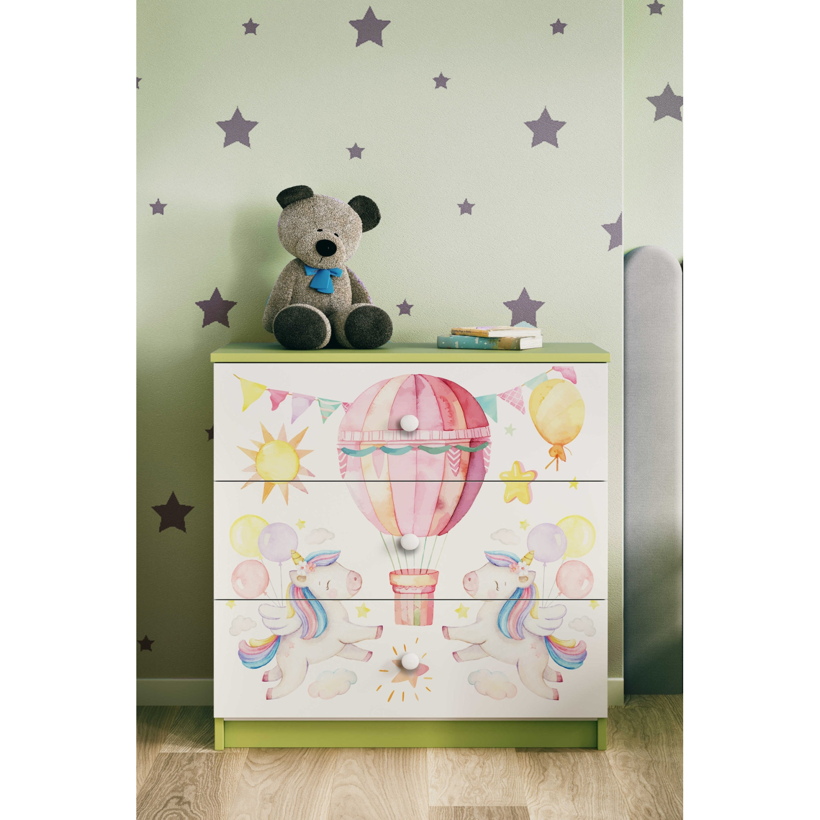 Komoda babydreams zielona Balonik
