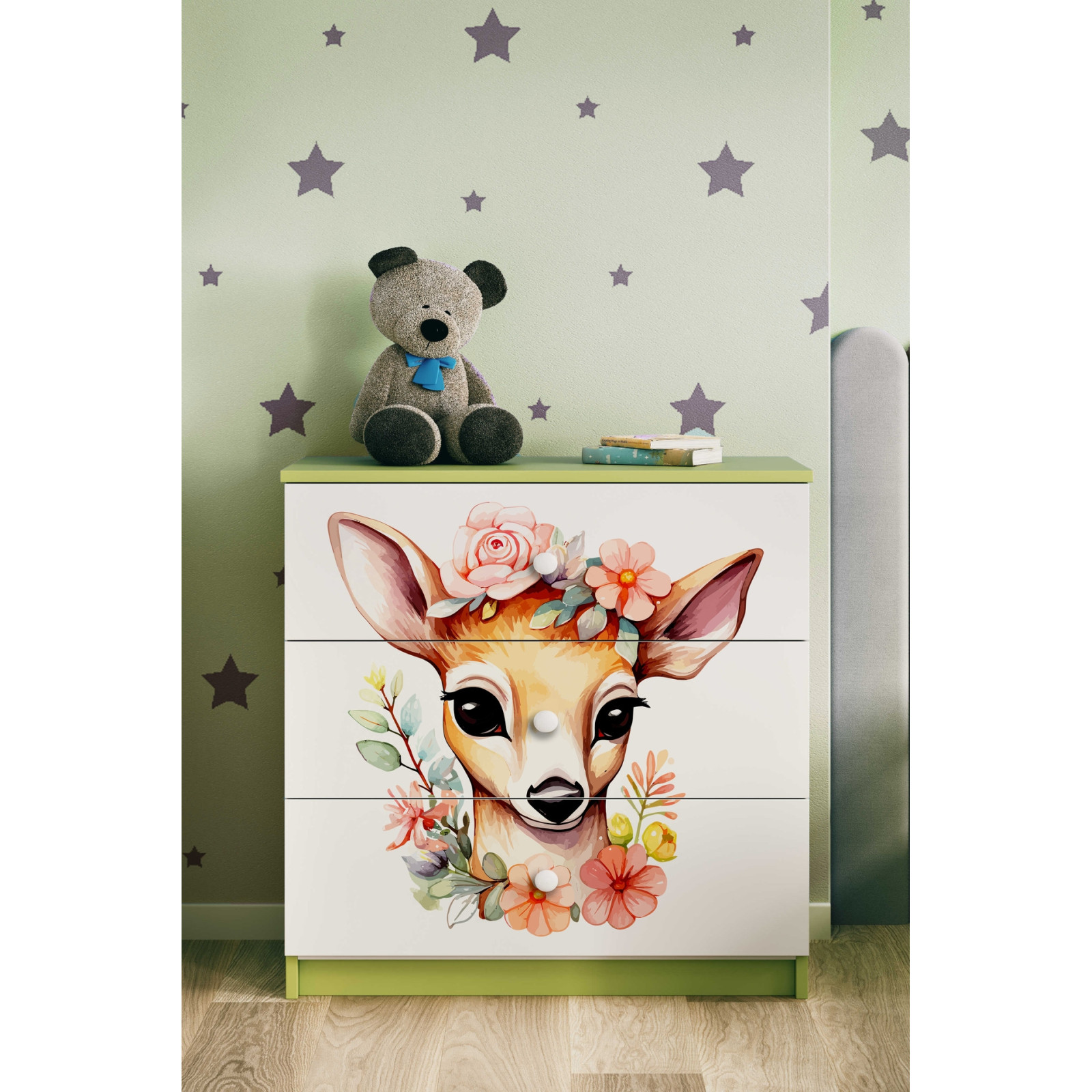Komoda babydreams zielona Bambi