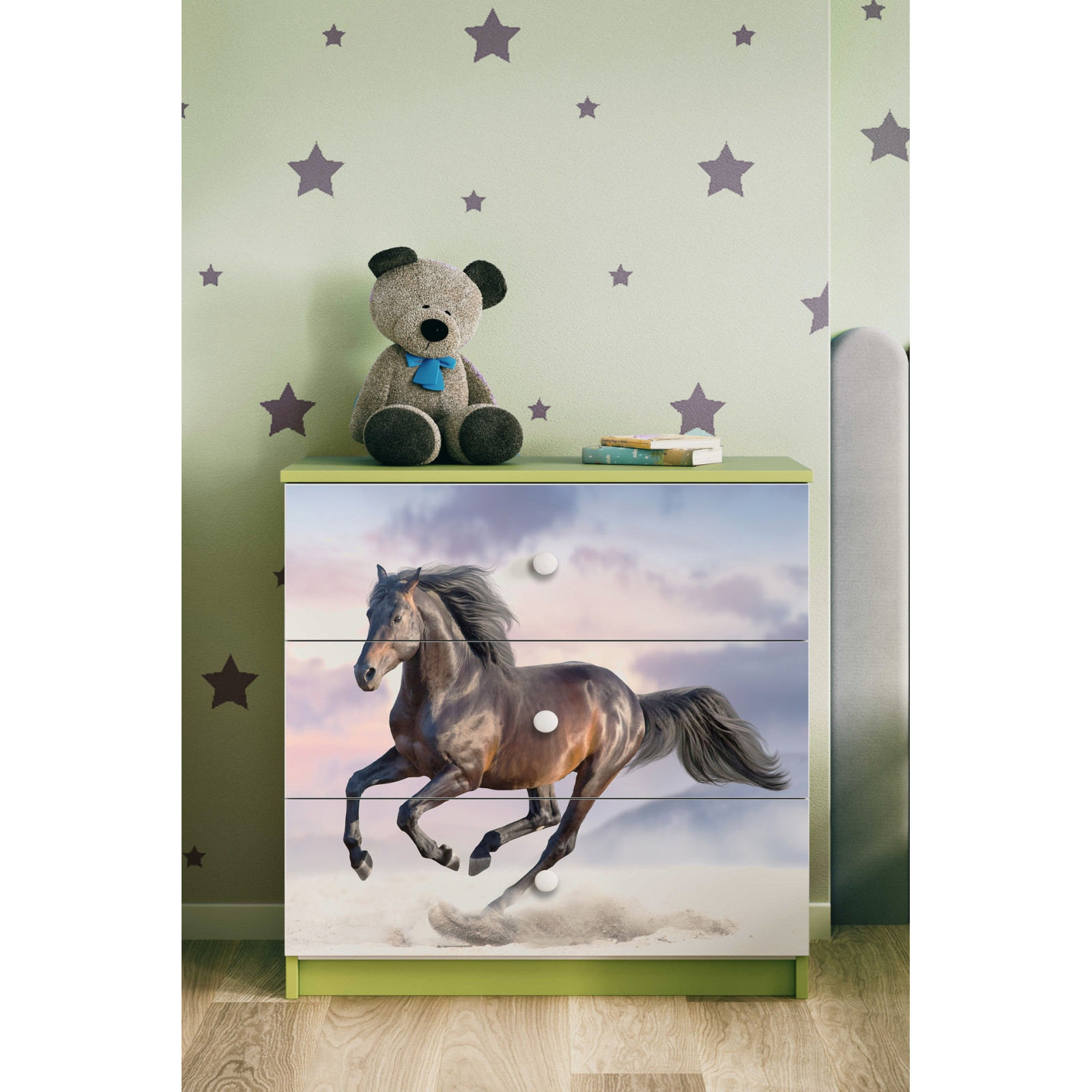 Komoda babydreams zielona Koń w galopie