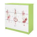 Komoda babydreams zielona Króliczki z motylkami