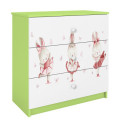 Komoda babydreams zielona Króliczki z motylkami