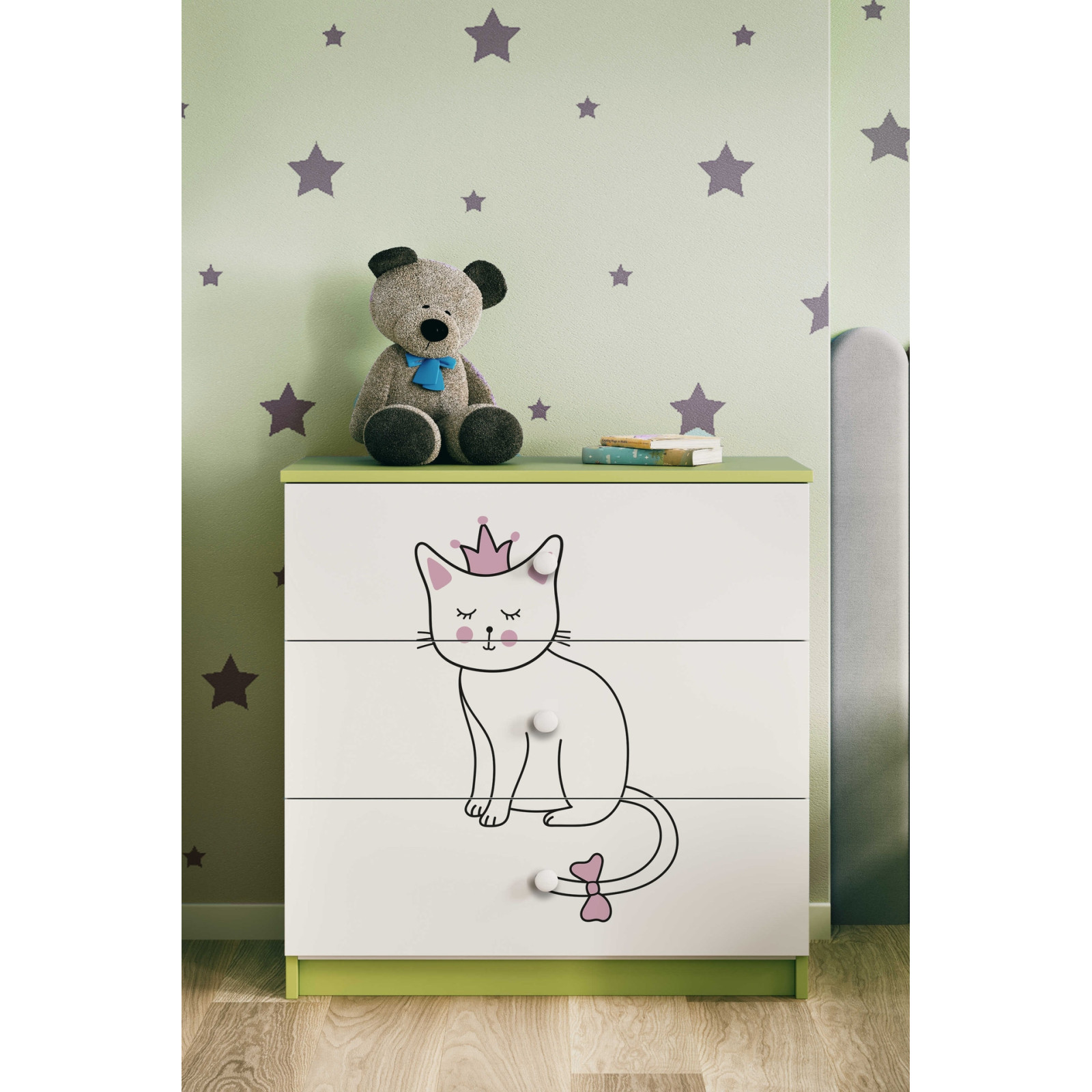 Komoda babydreams zielona Kot