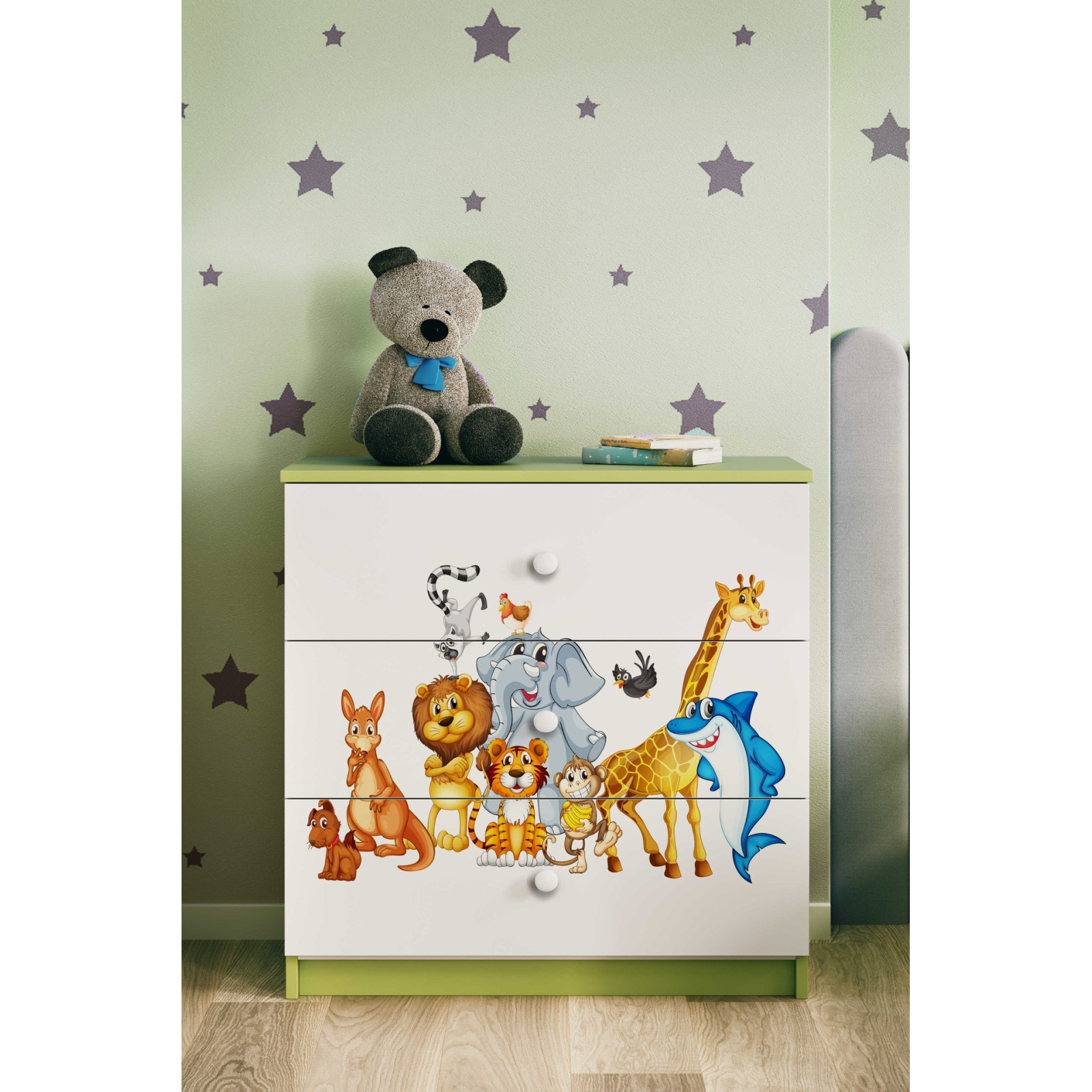 Komoda babydreams zielona Zwierzęta