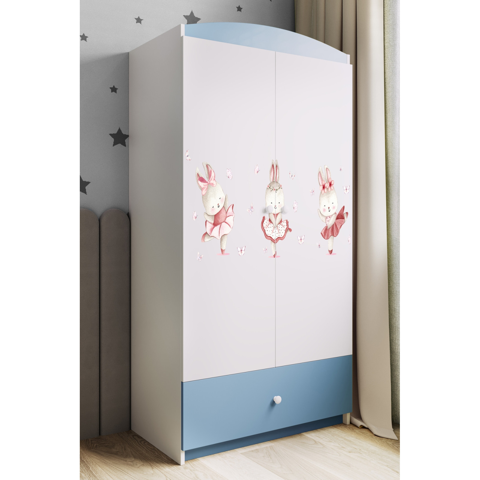 Szafa babydreams niebieska Króliczki z motylkami