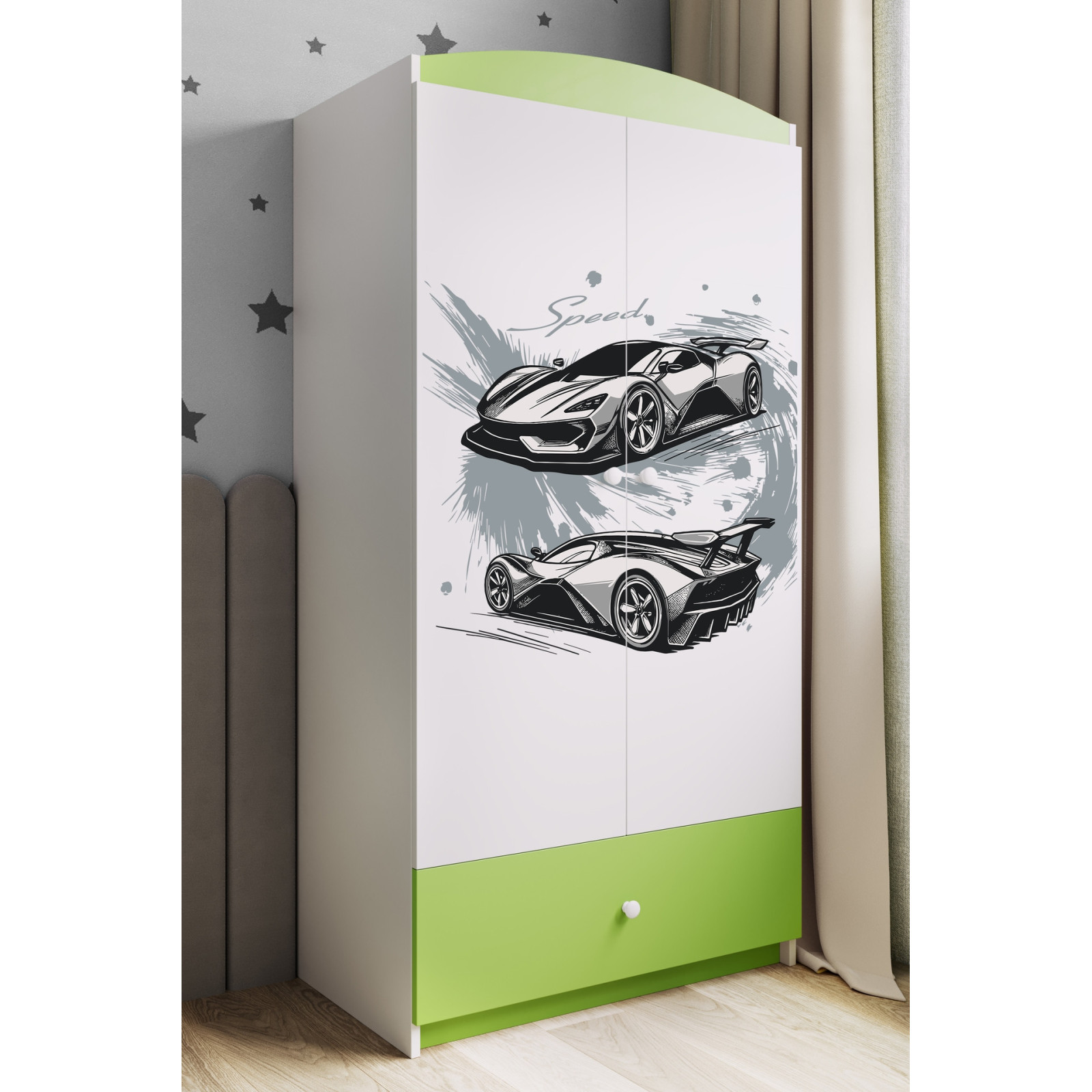 Szafa babydreams zielona Auto sportowe