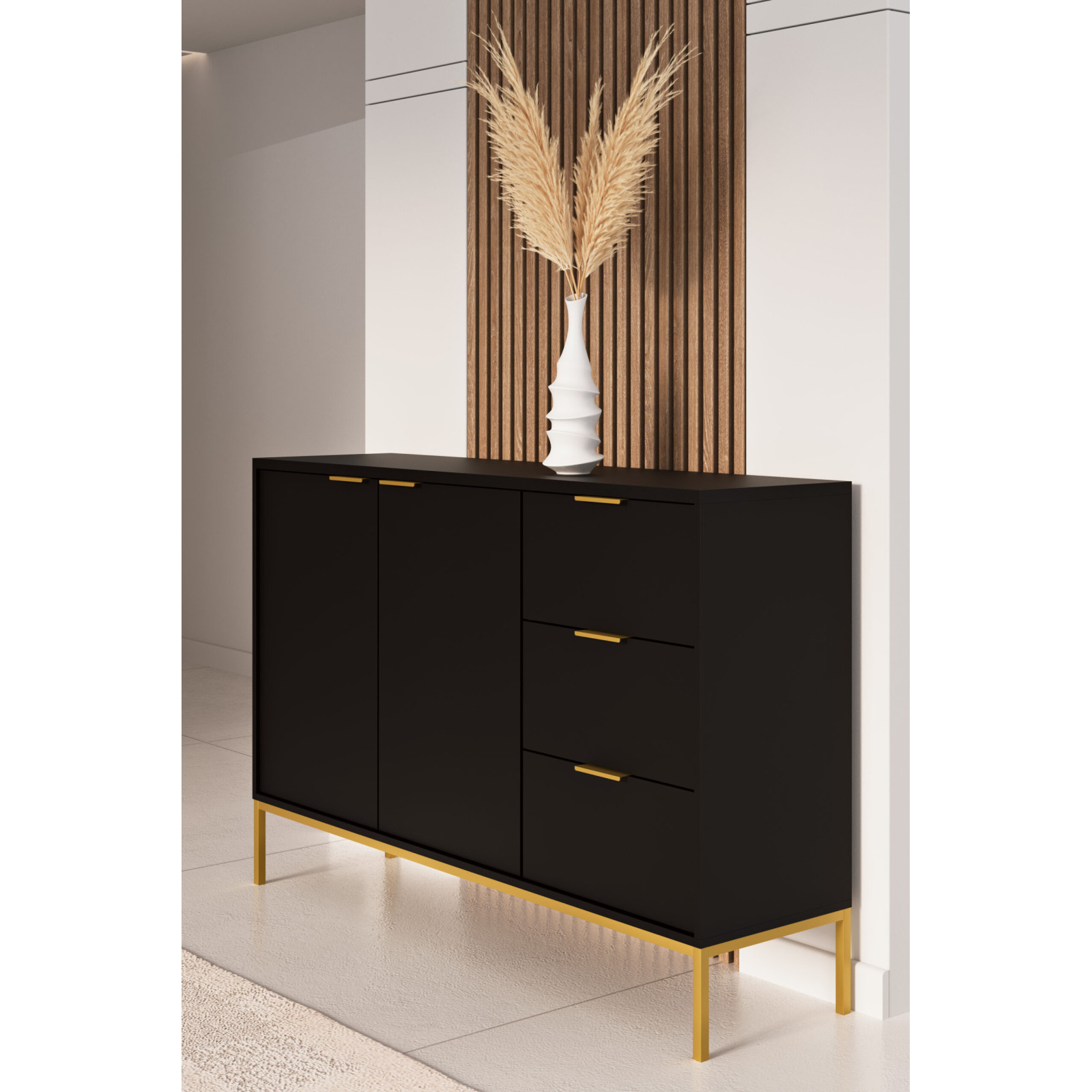 Komoda Austin czarna & złota