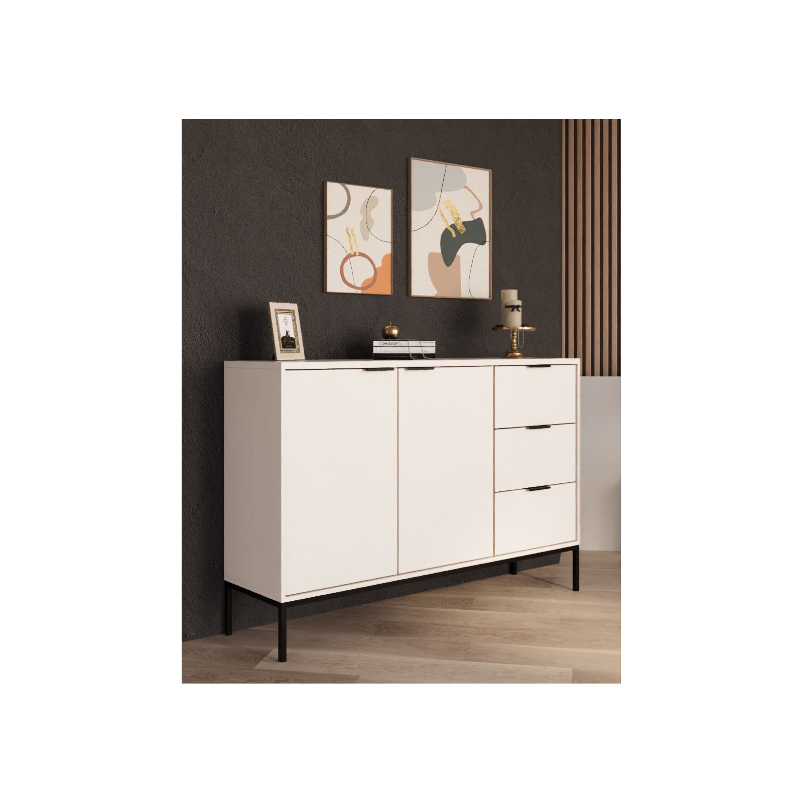 Komoda Austin biała & czarna