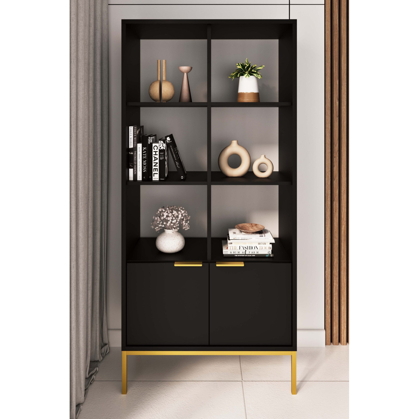 Regał Austin czarny & złoty