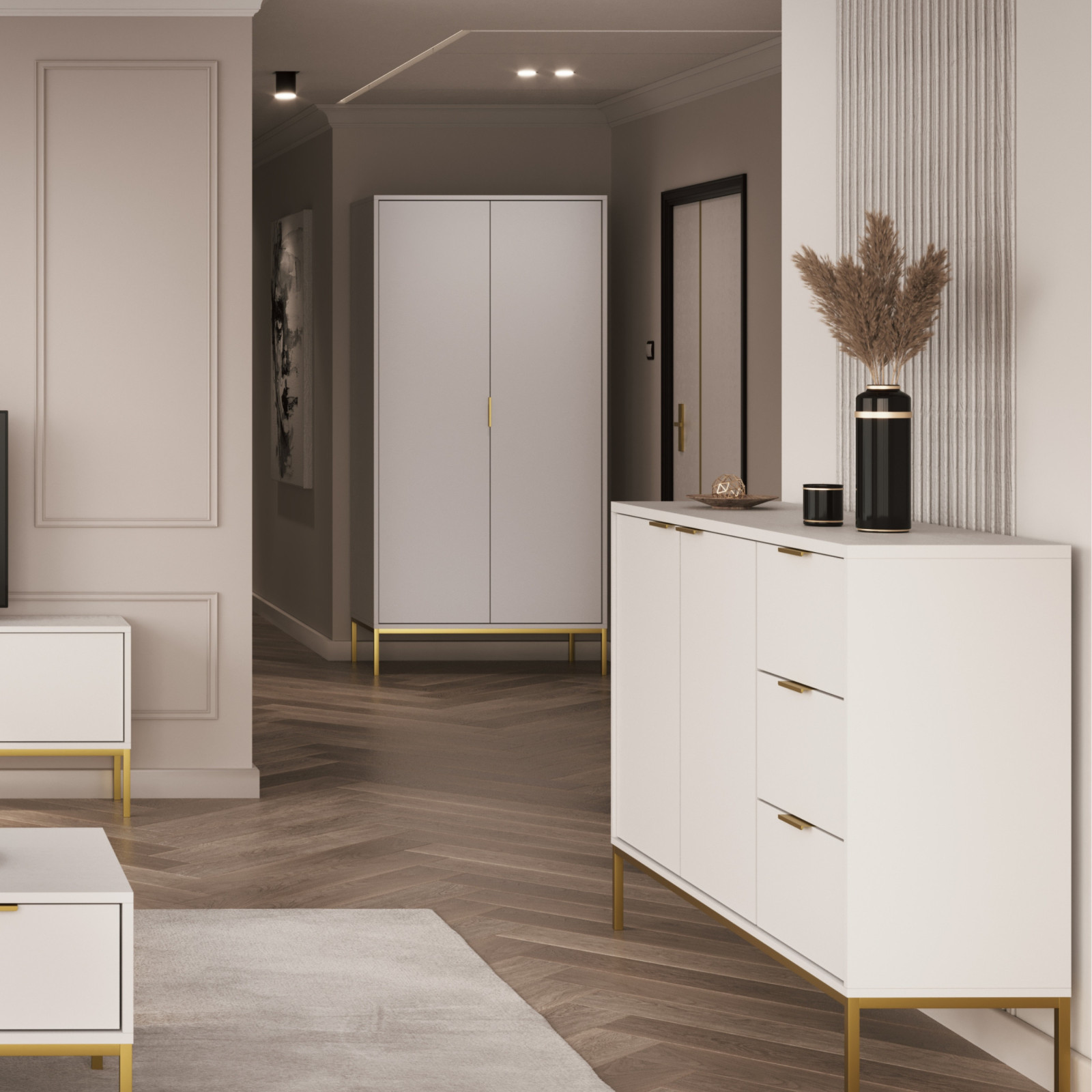 Szafa Austin biała & złota