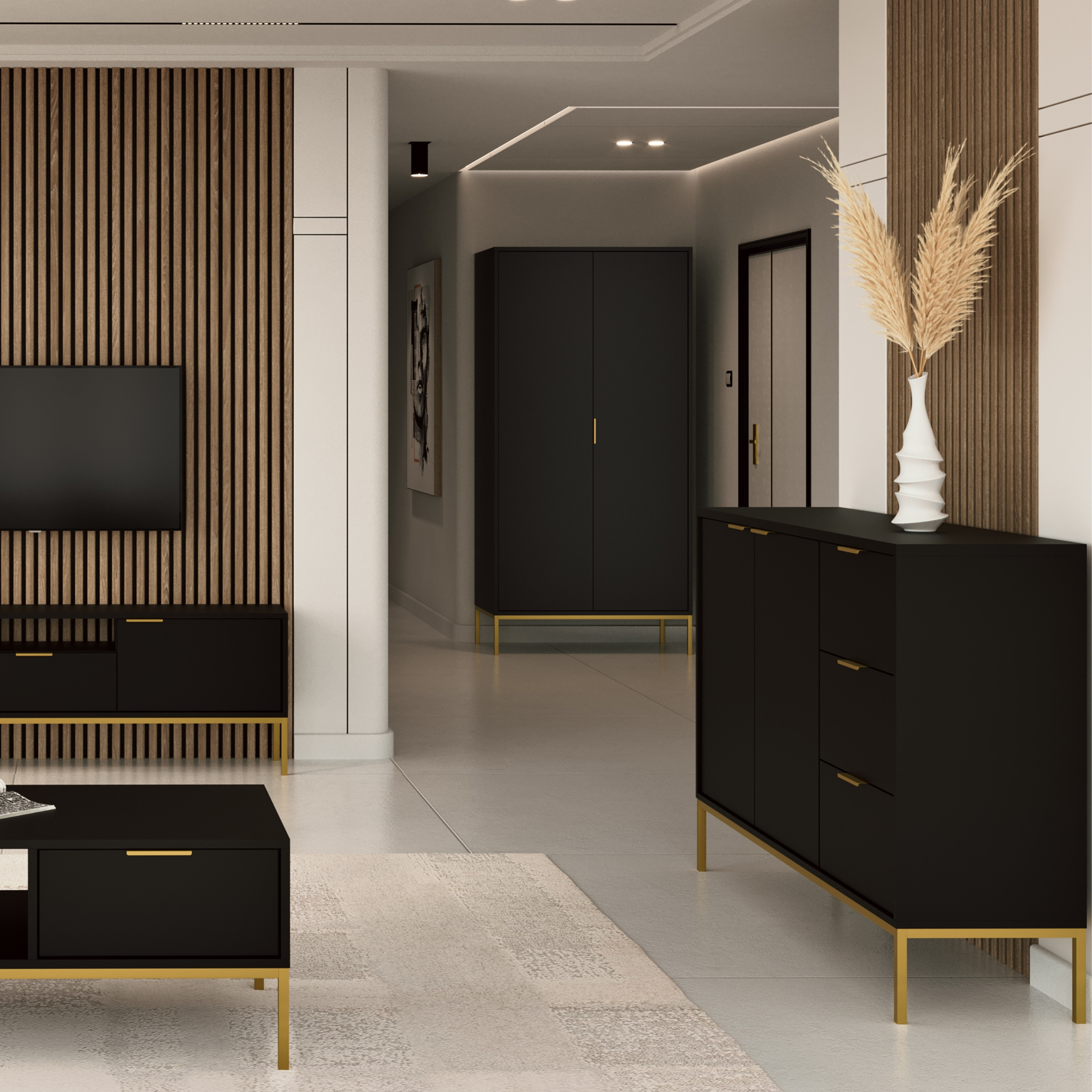 Szafa Austin czarna & złota