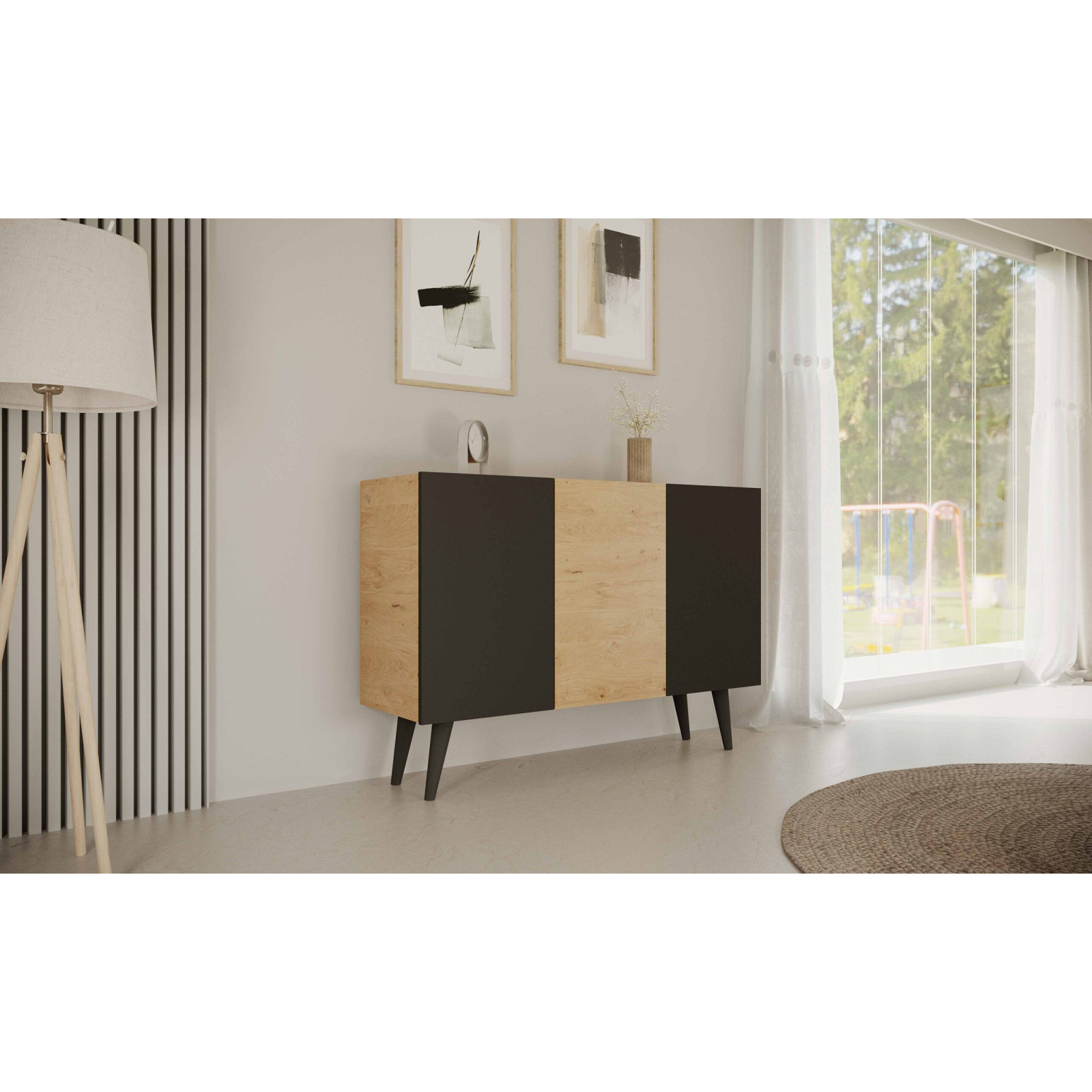 Komoda Toronto dąb artisan & czarny