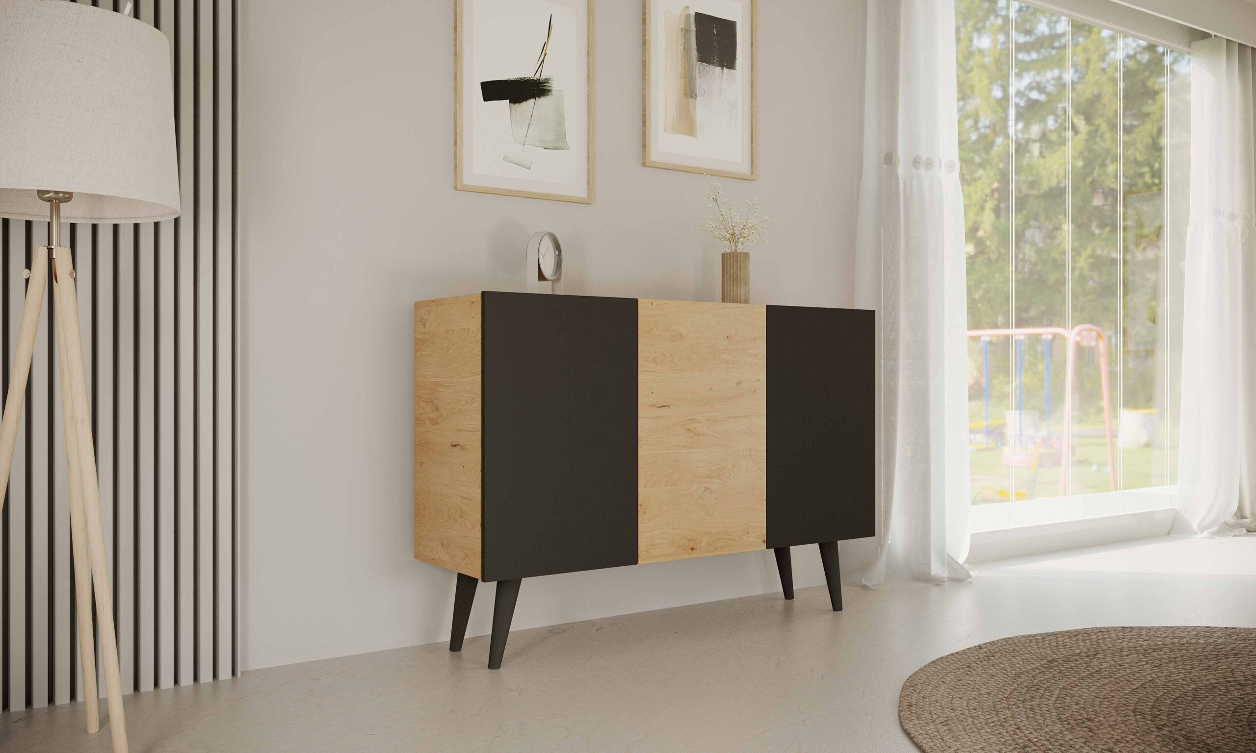 Komoda Toronto dąb artisan & czarny