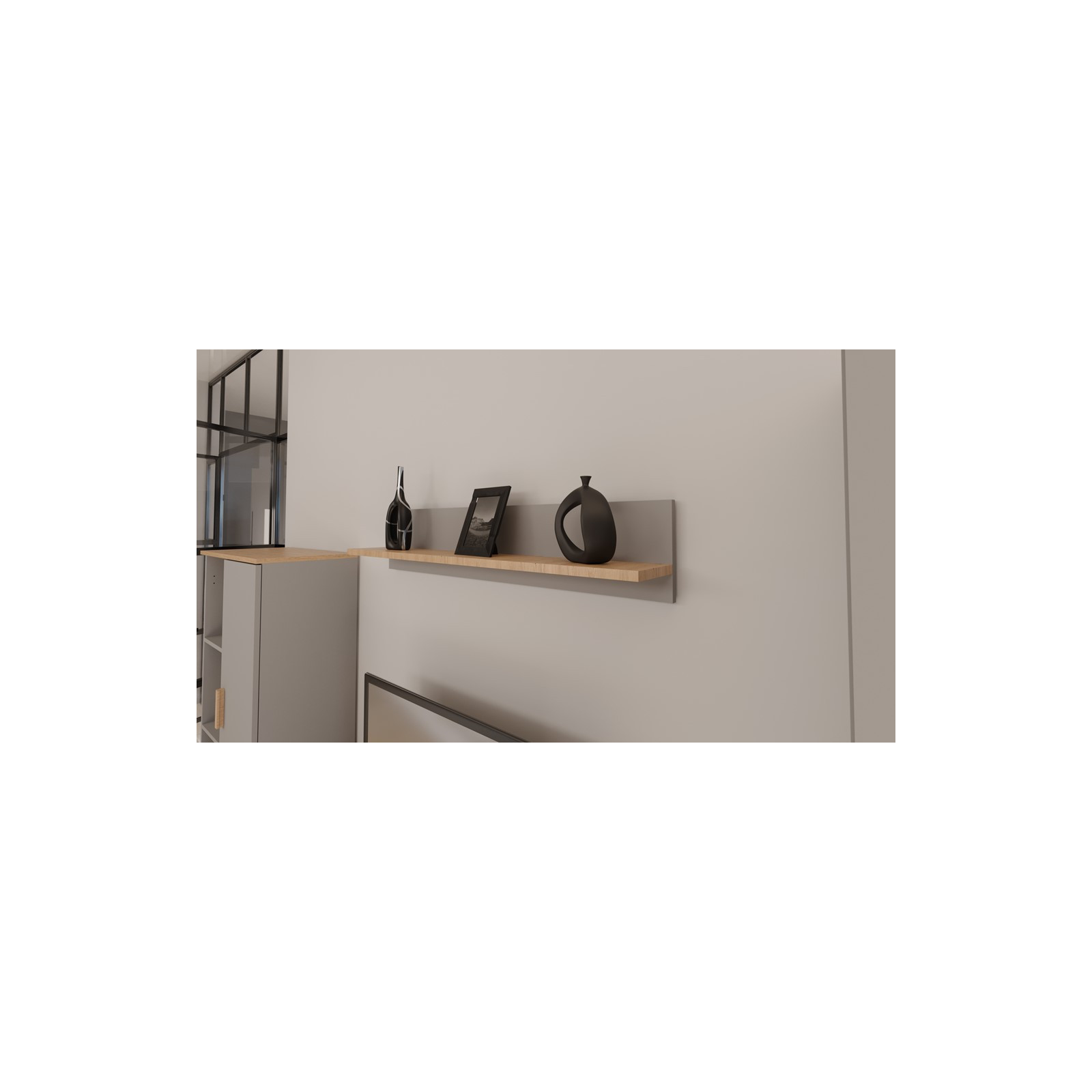 Półka ścienna Denver szary chinchilla & hikora