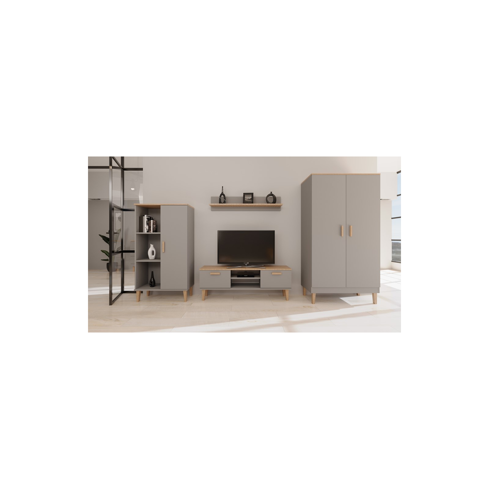 Regał Denver szary chinchilla & hikora