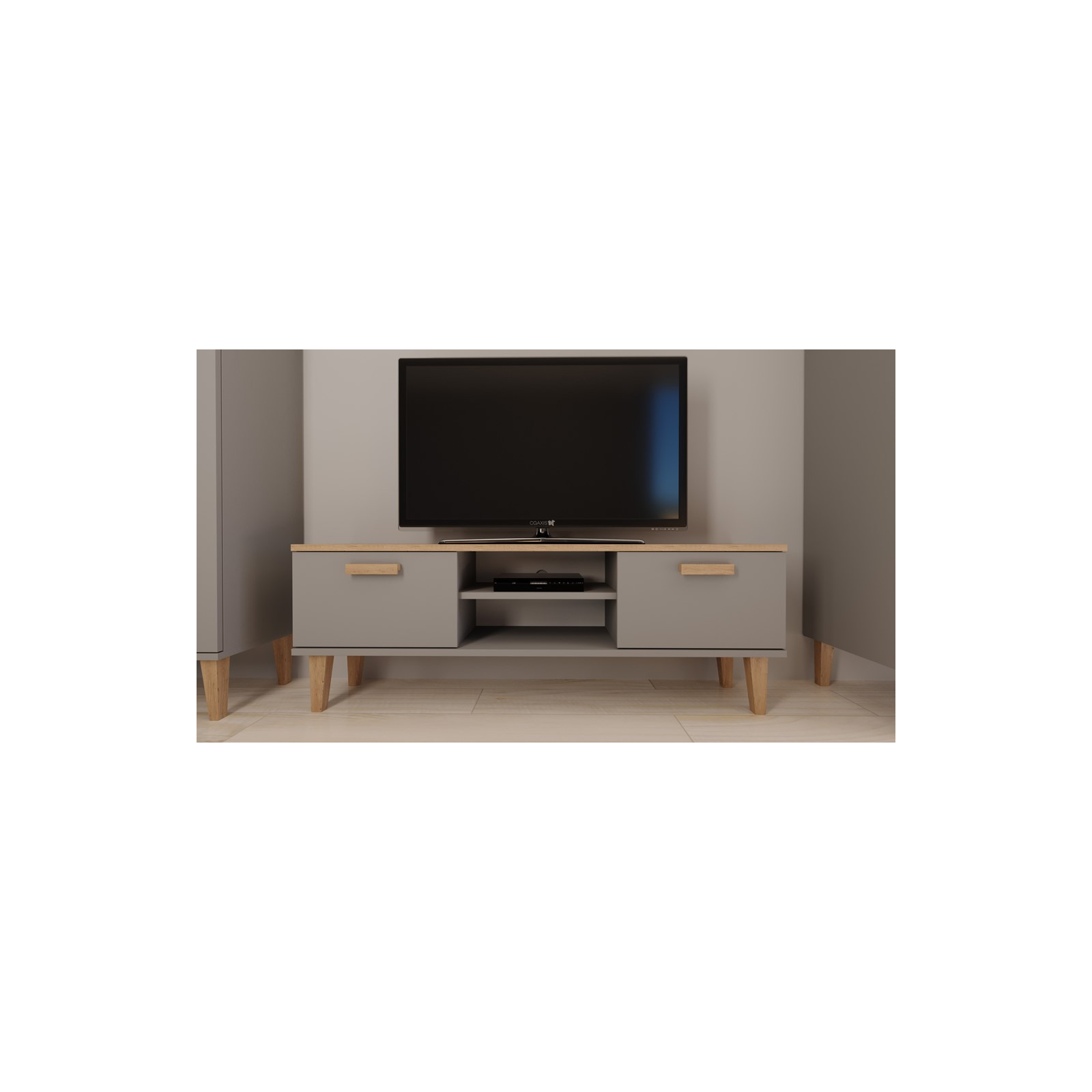 Szafka RTV Denver 120 szary chinchilla & hikora