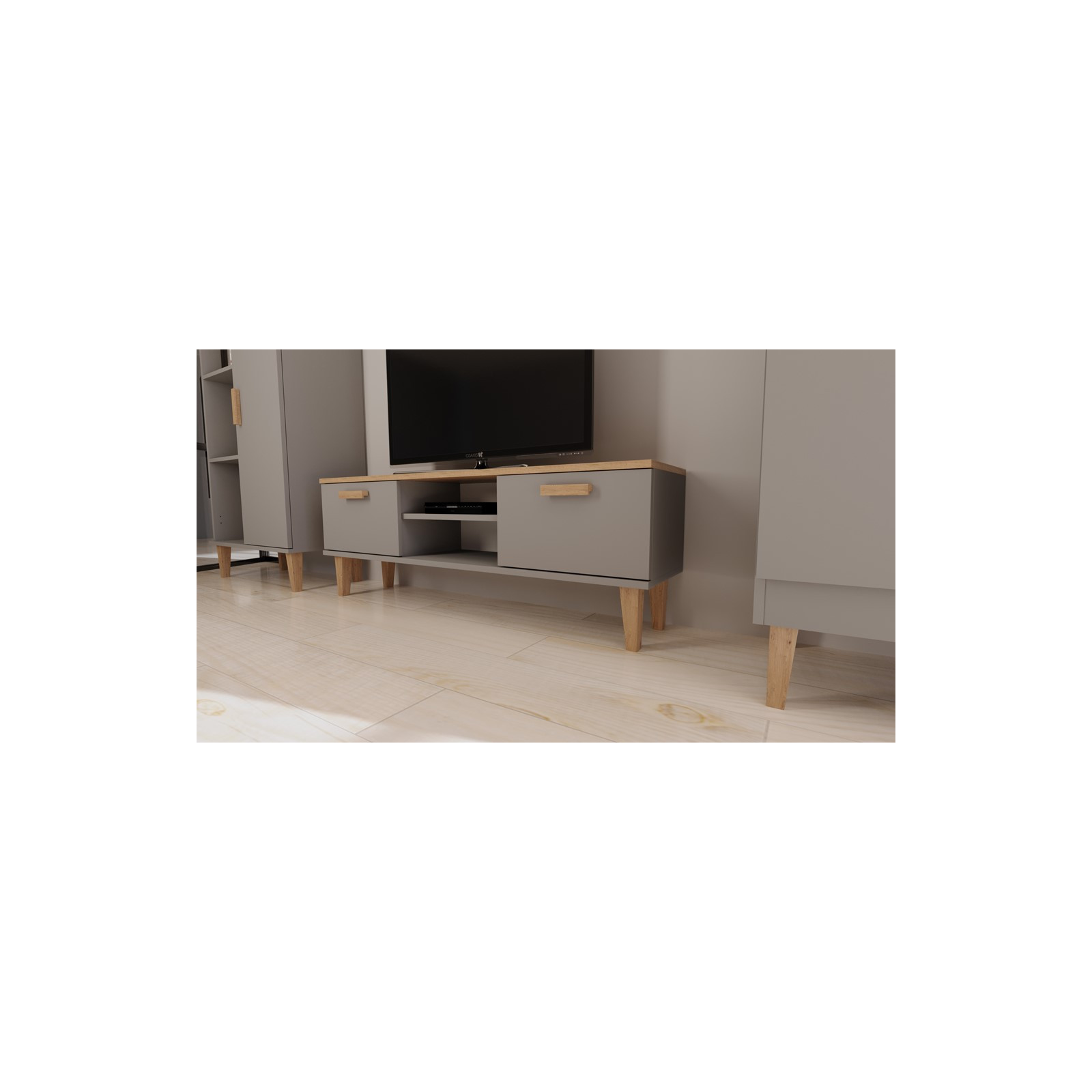 Szafka RTV Denver 120 szary chinchilla & hikora