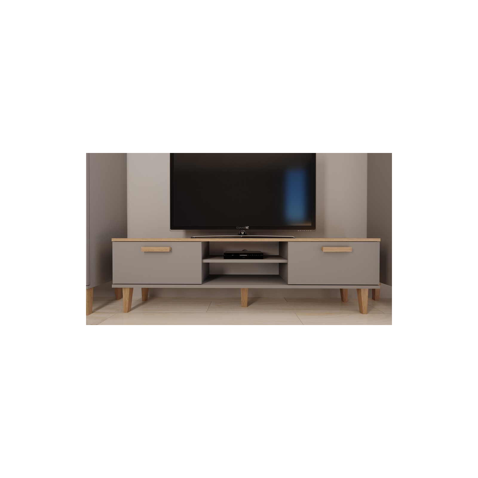 Szafka RTV Denver 160 szary chinchilla & hikora