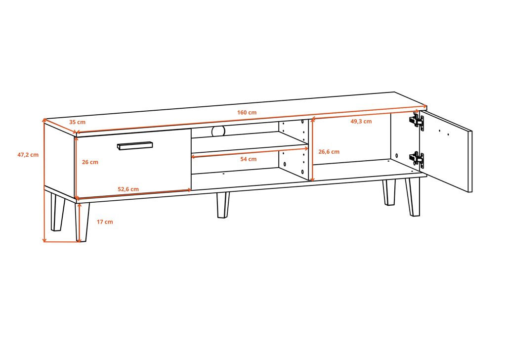 Szafka RTV Denver 160 szary chinchilla & hikora