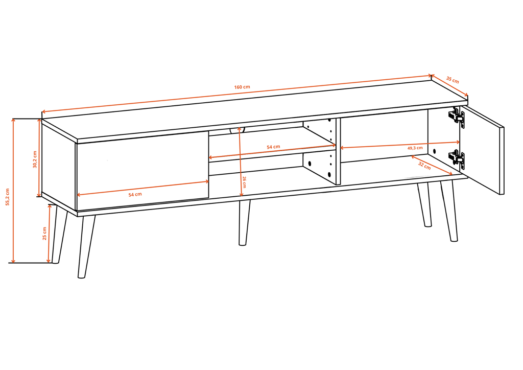 Szafka RTV Toronto 160 szara chinchilla