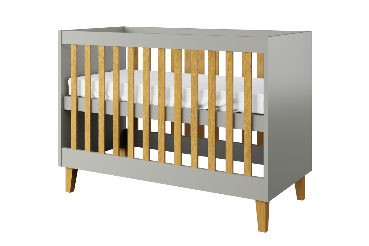 Łóżko niemowlęce Kubi szare